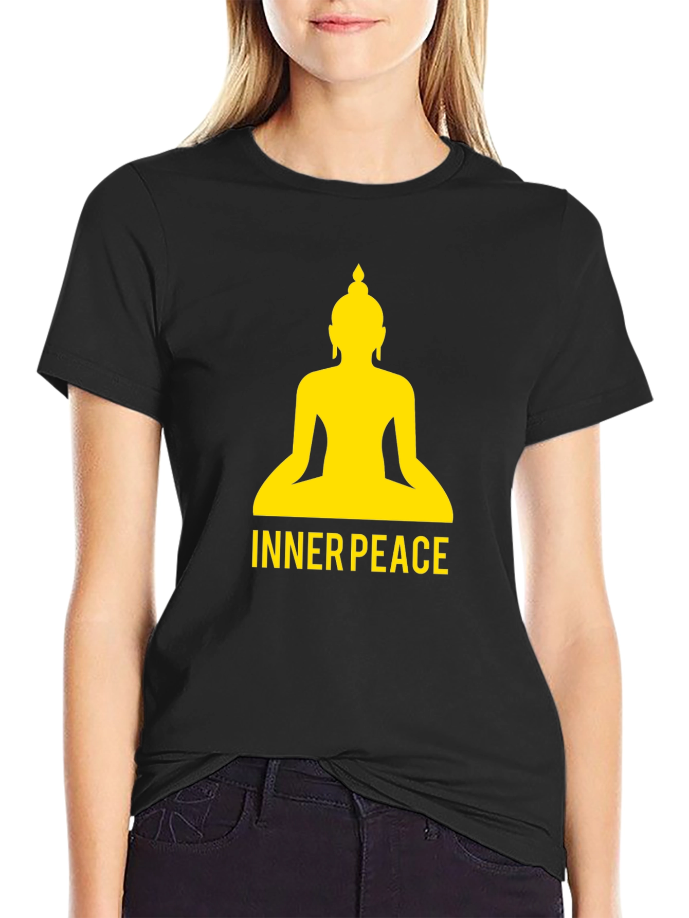 Inner Peace Buddha Graphic Black T-Shirt