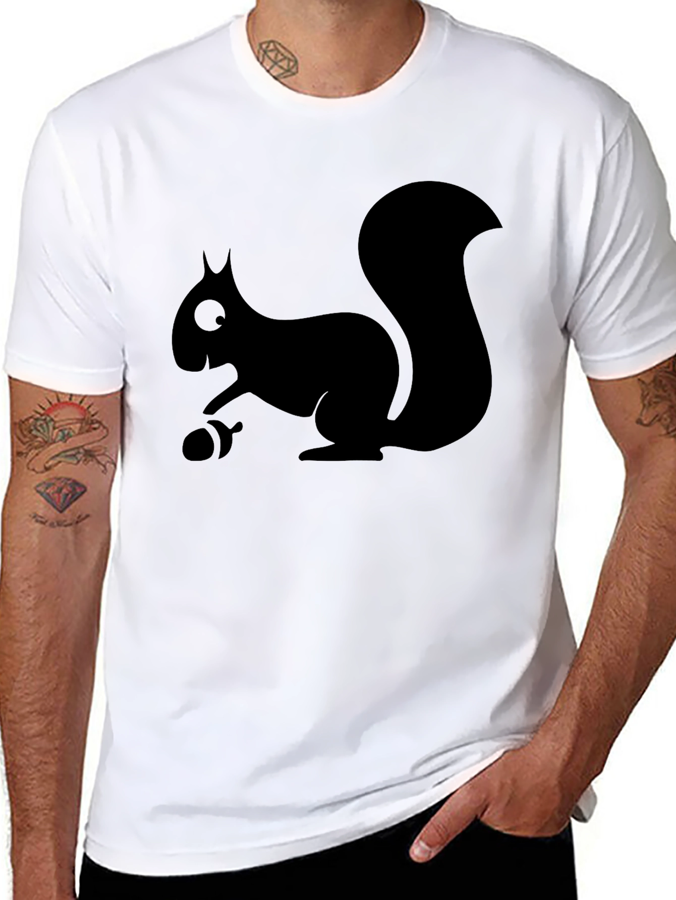 Black Squirrel Graphic Tee - Casual Cotton T-Shirt