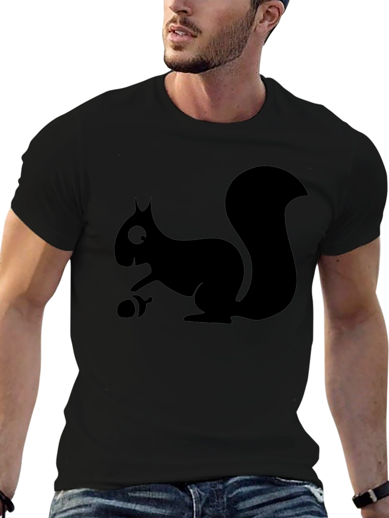 Black Squirrel Graphic Tee - Casual Cotton T-Shirt