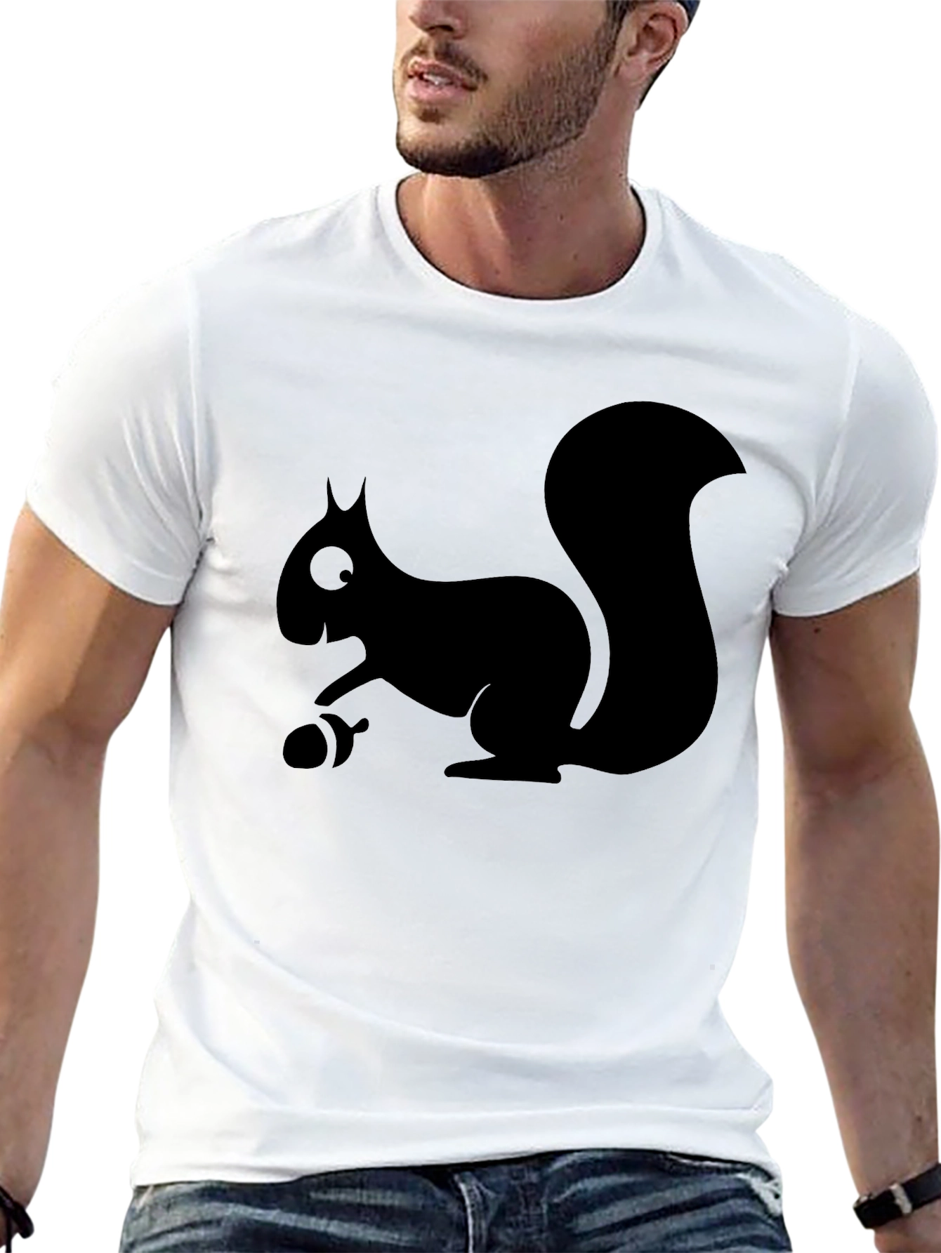 Black Squirrel Graphic Tee - Casual Cotton T-Shirt