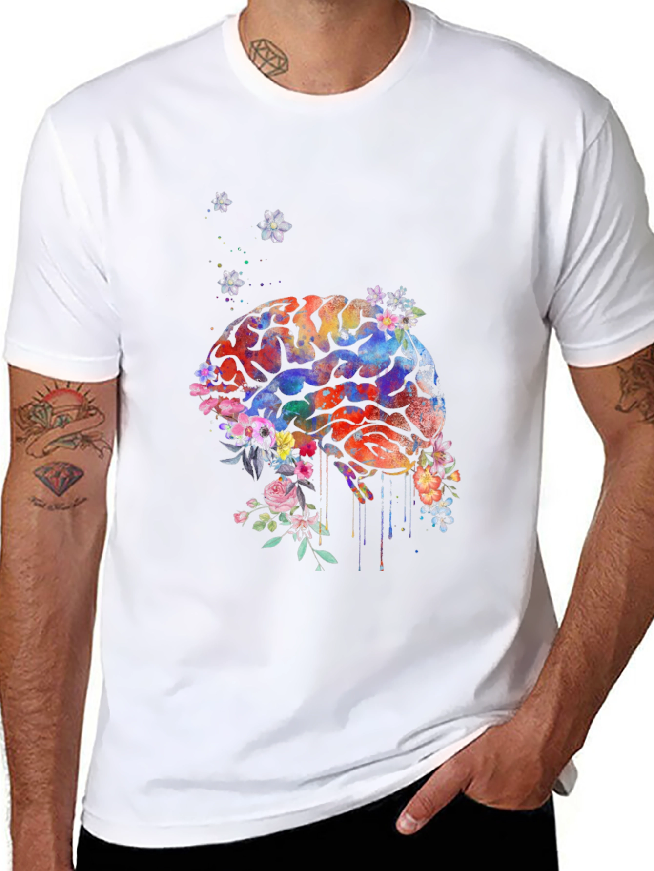 Brain Flowers T-Shirt - Artistic Graphic Tee