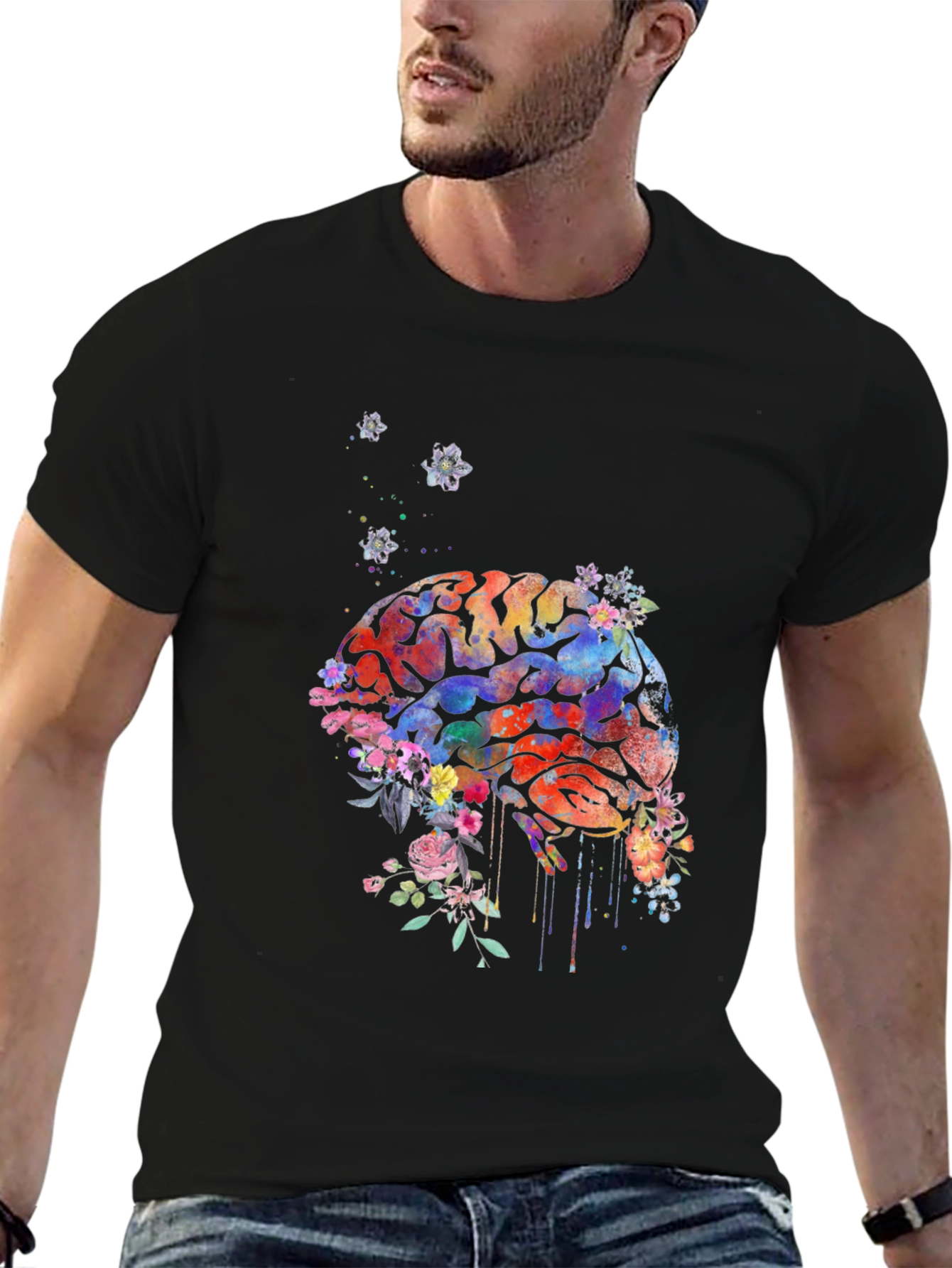 Brain Flowers T-Shirt - Artistic Graphic Tee