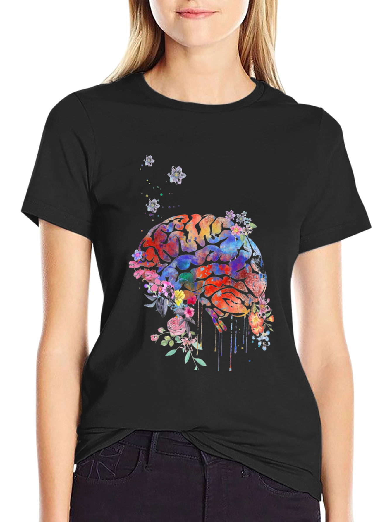 Brain Flowers T-Shirt - Artistic Graphic Tee