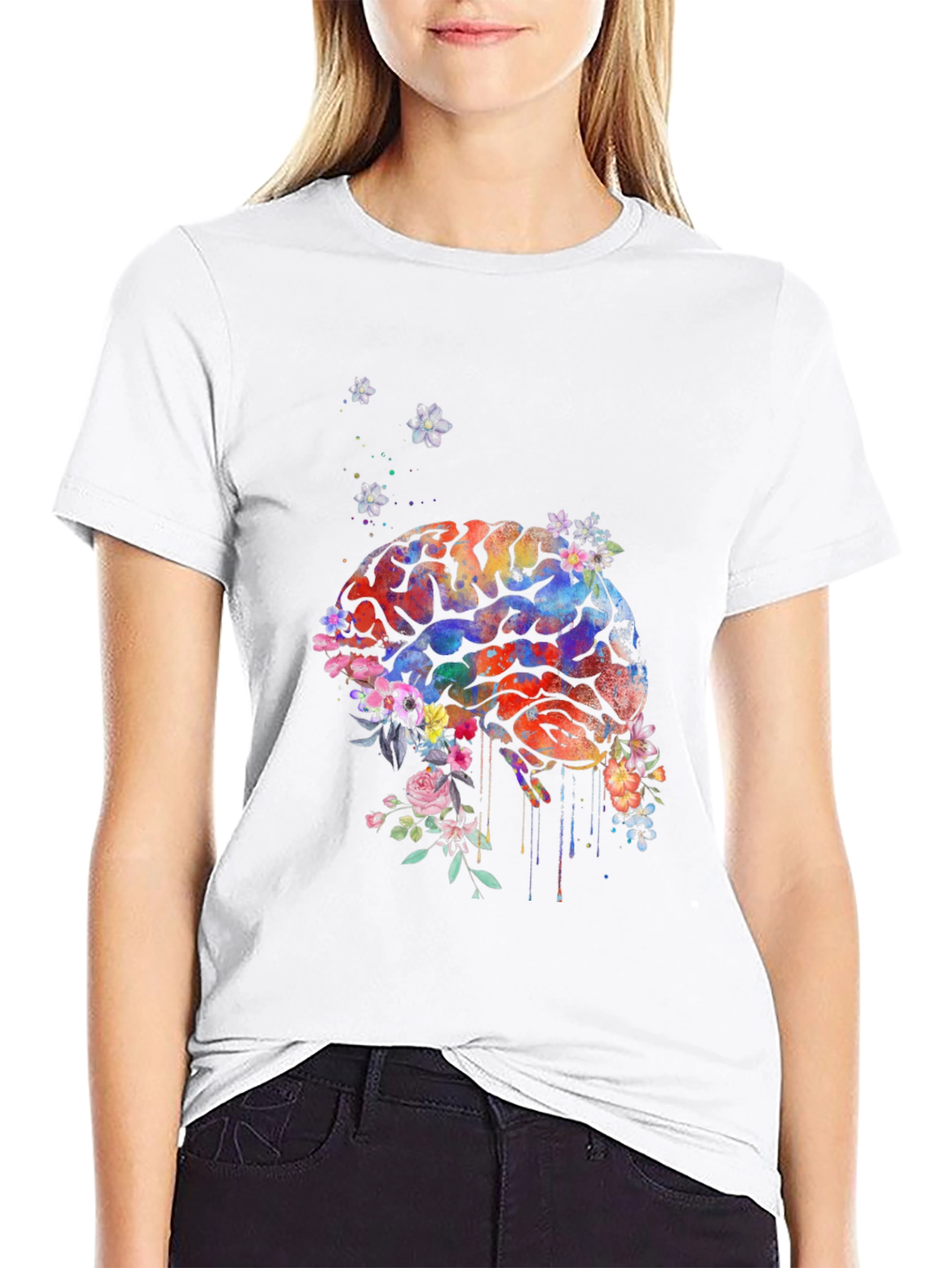 Brain Flowers T-Shirt - Artistic Graphic Tee