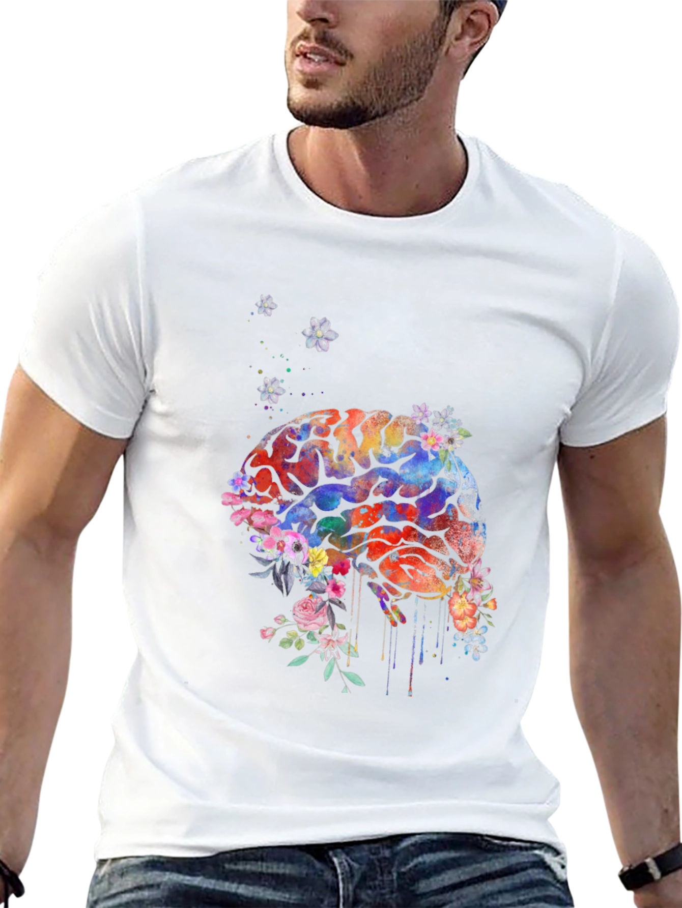 Brain Flowers T-Shirt - Artistic Graphic Tee