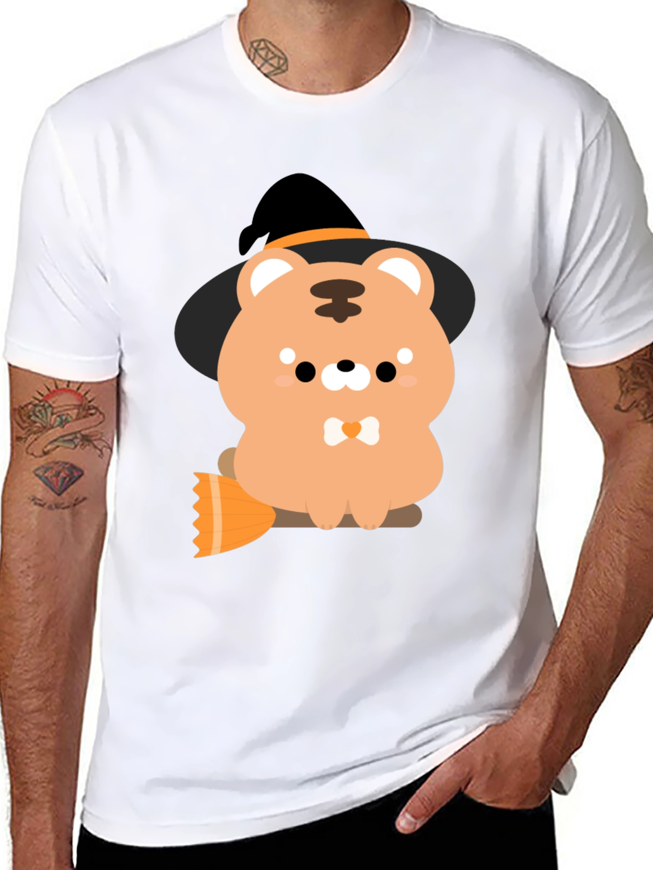 Cute Halloween Bear Witch Graphic Tee