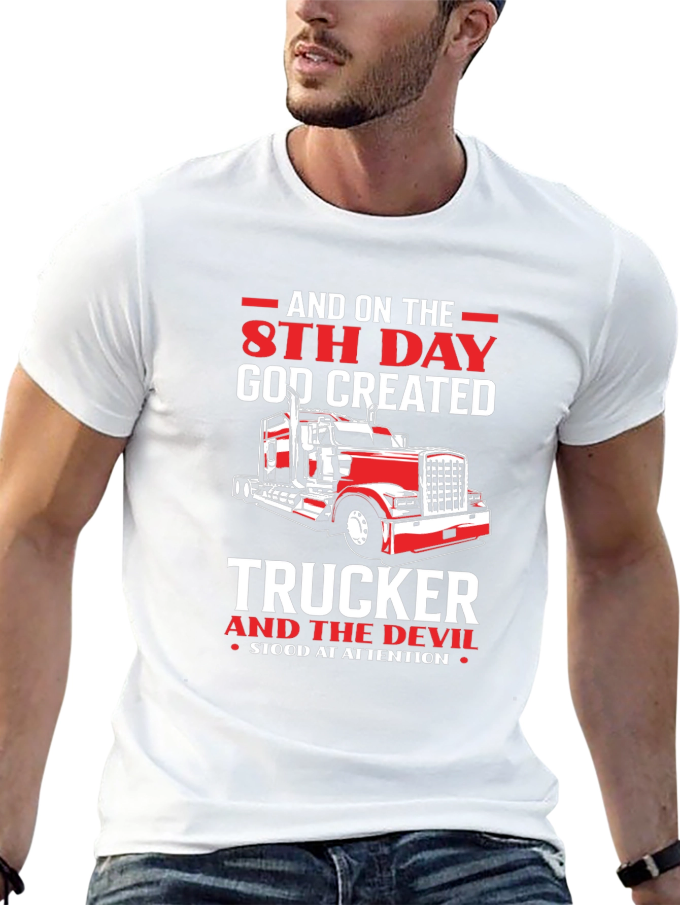 Trucker T-Shirt - 8th Day God Created Trucker