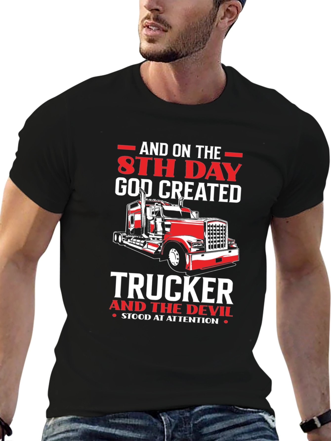 Trucker T-Shirt - 8th Day God Created Trucker
