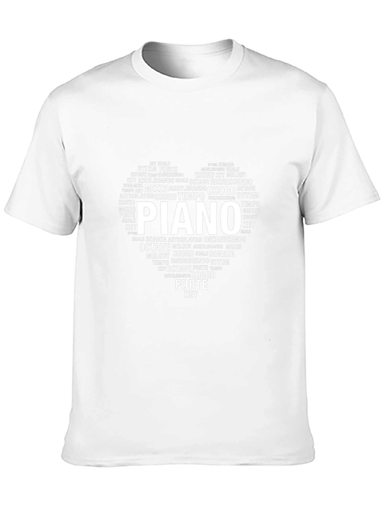 Piano Music Lover T-Shirt - Word Art Heart
