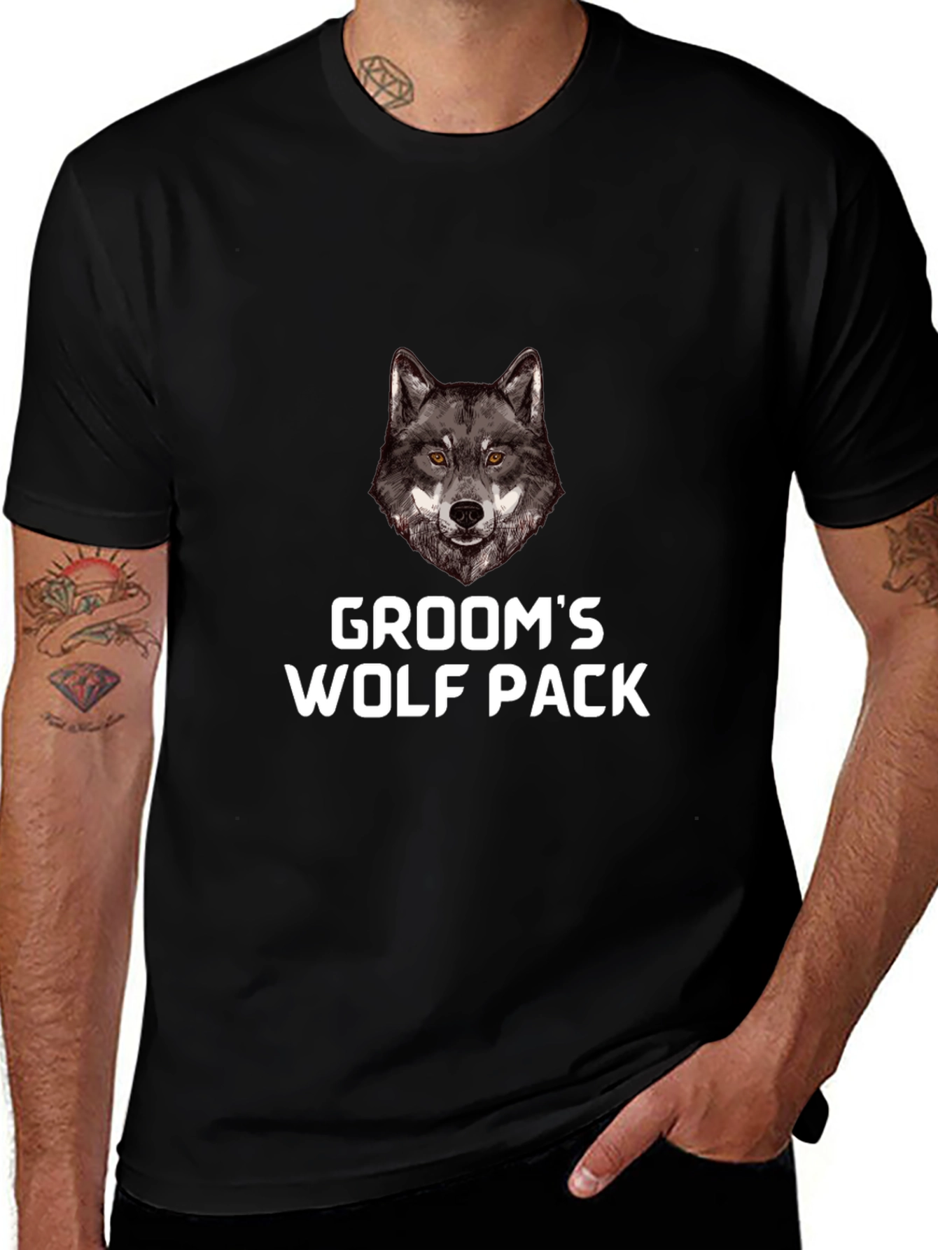 Grooms Wolf Pack Black T-Shirt
