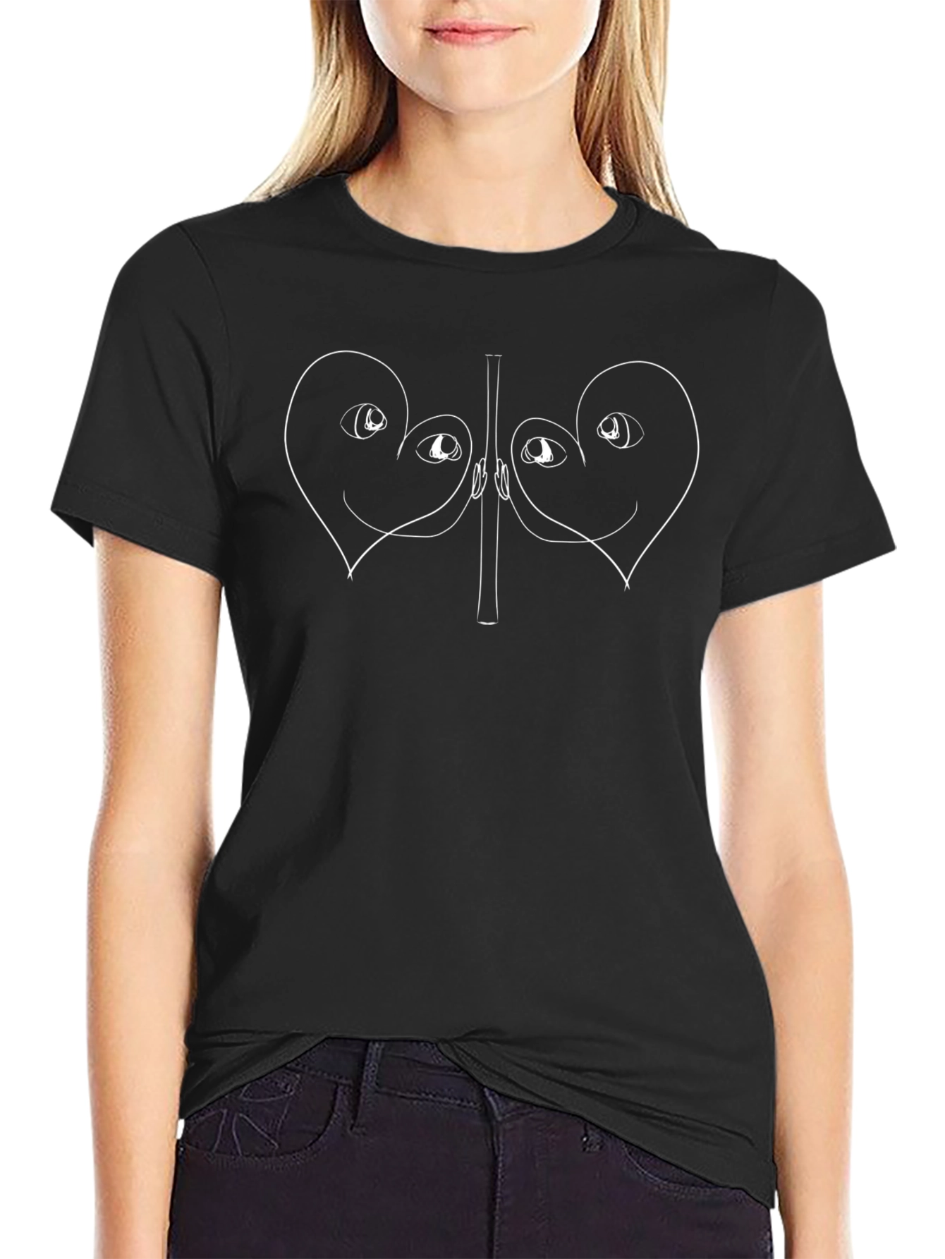 Heart Eyes Black Graphic Tee
