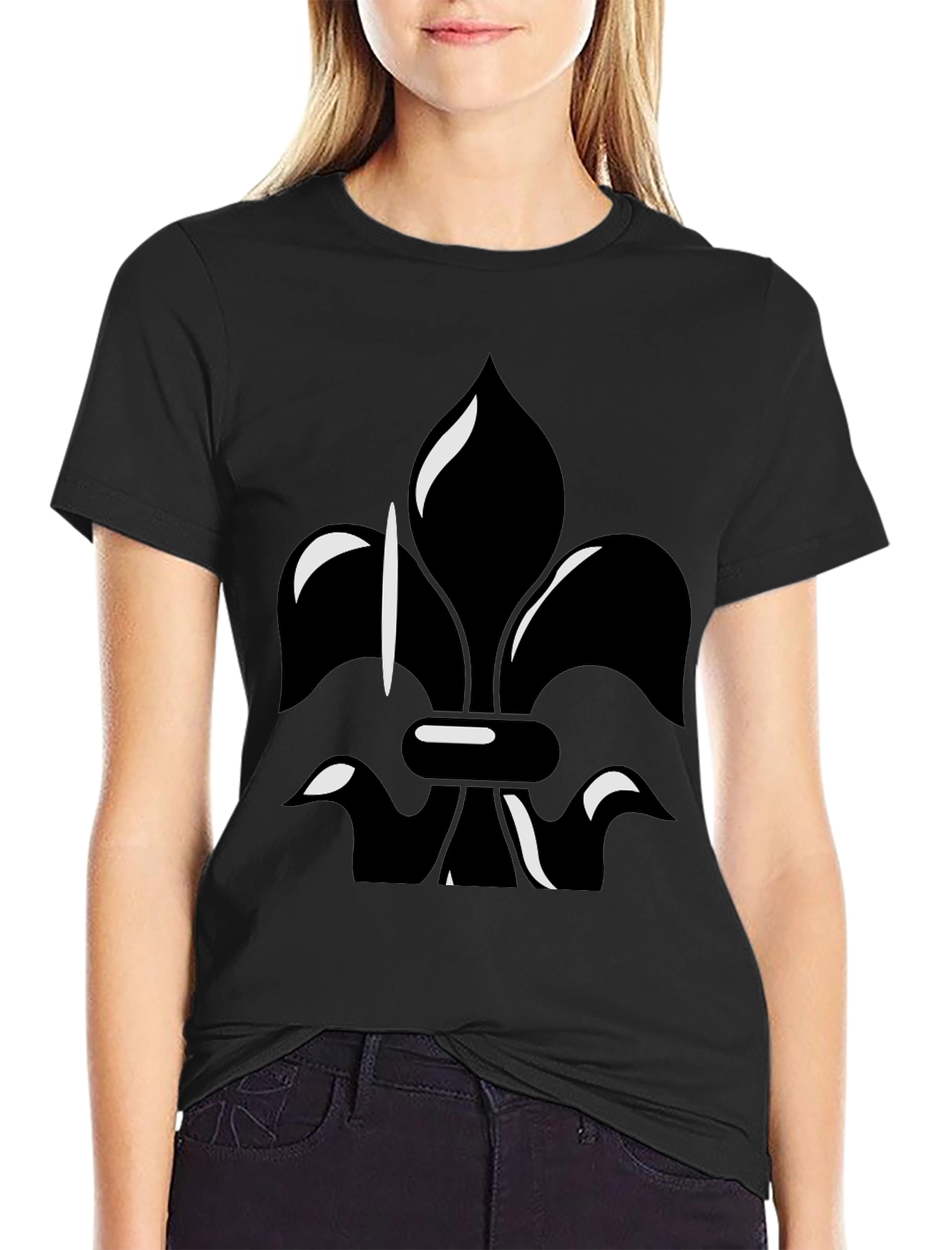 Fleur-de-lis Graphic Tee - Stylish Black Shirt