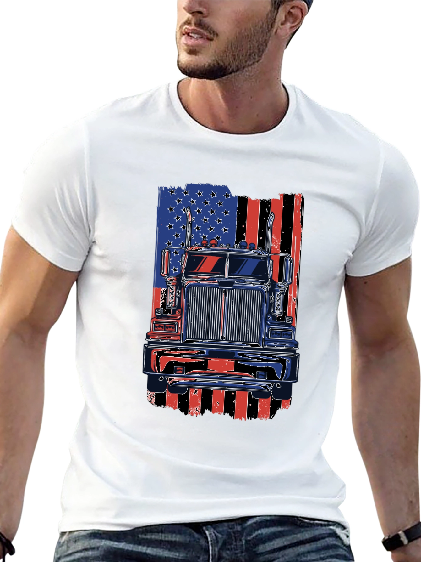 American Trucker Flag Graphic Tee