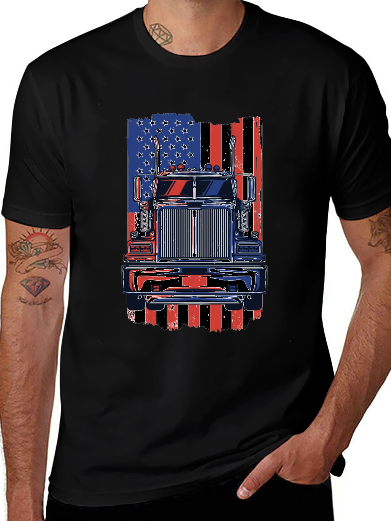 American Trucker Flag Graphic Tee