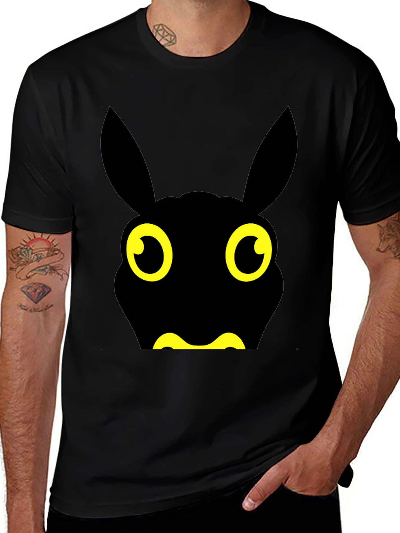 Fun Black Cartoon Animal Graphic Tee