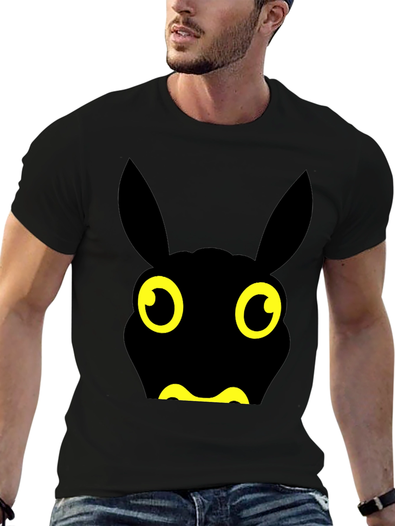 Fun Black Cartoon Animal Graphic Tee