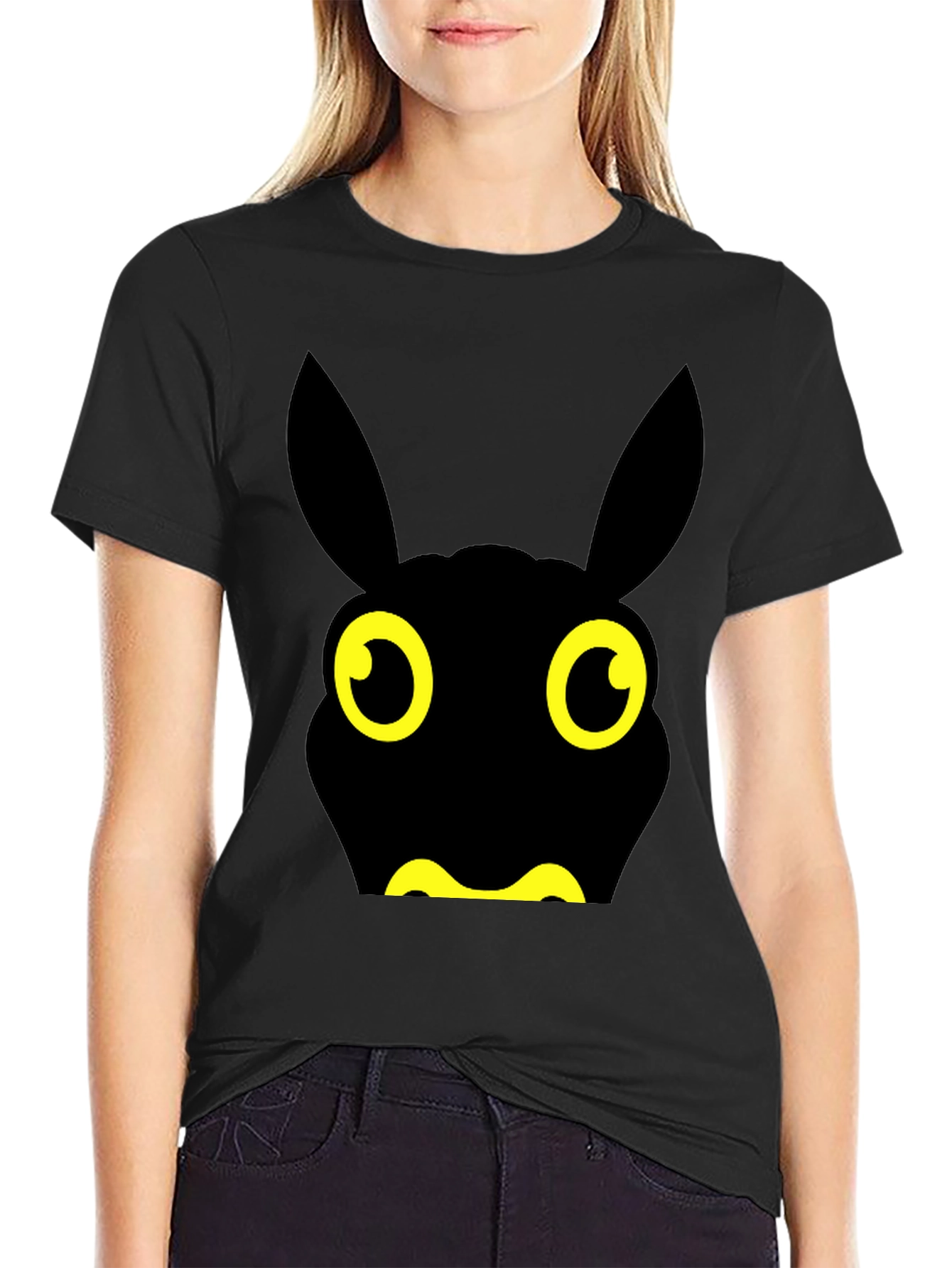 Fun Black Cartoon Animal Graphic Tee