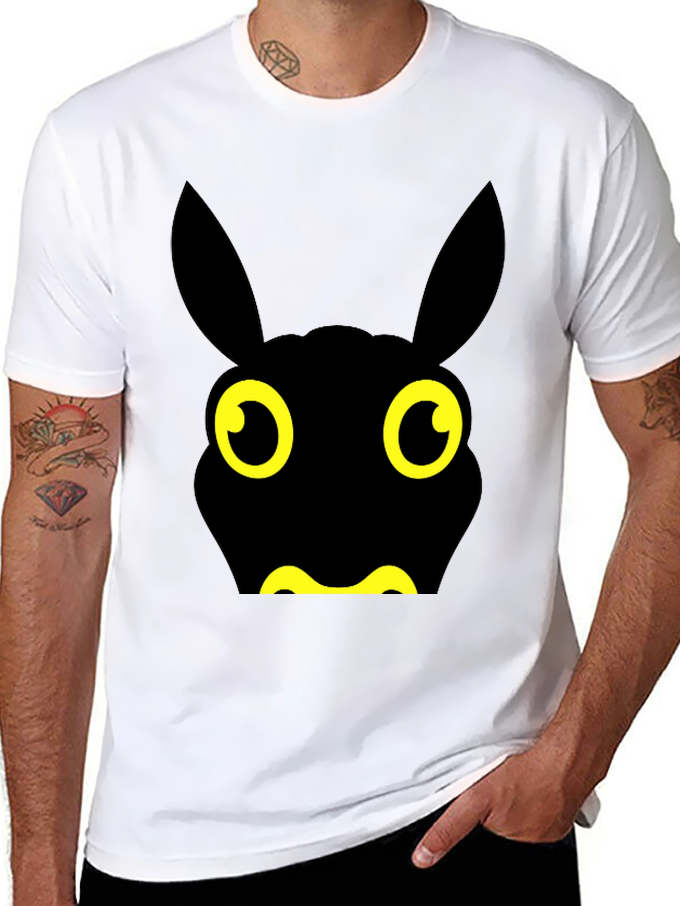 Fun Black Cartoon Animal Graphic Tee