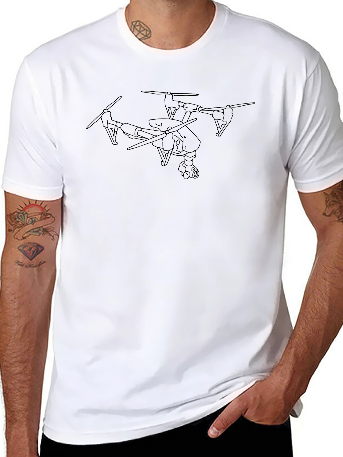 Drone Outline Black T-Shirt