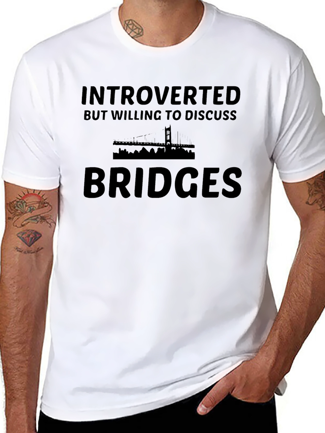 Introverted Bridges Graphic T-Shirt - Black