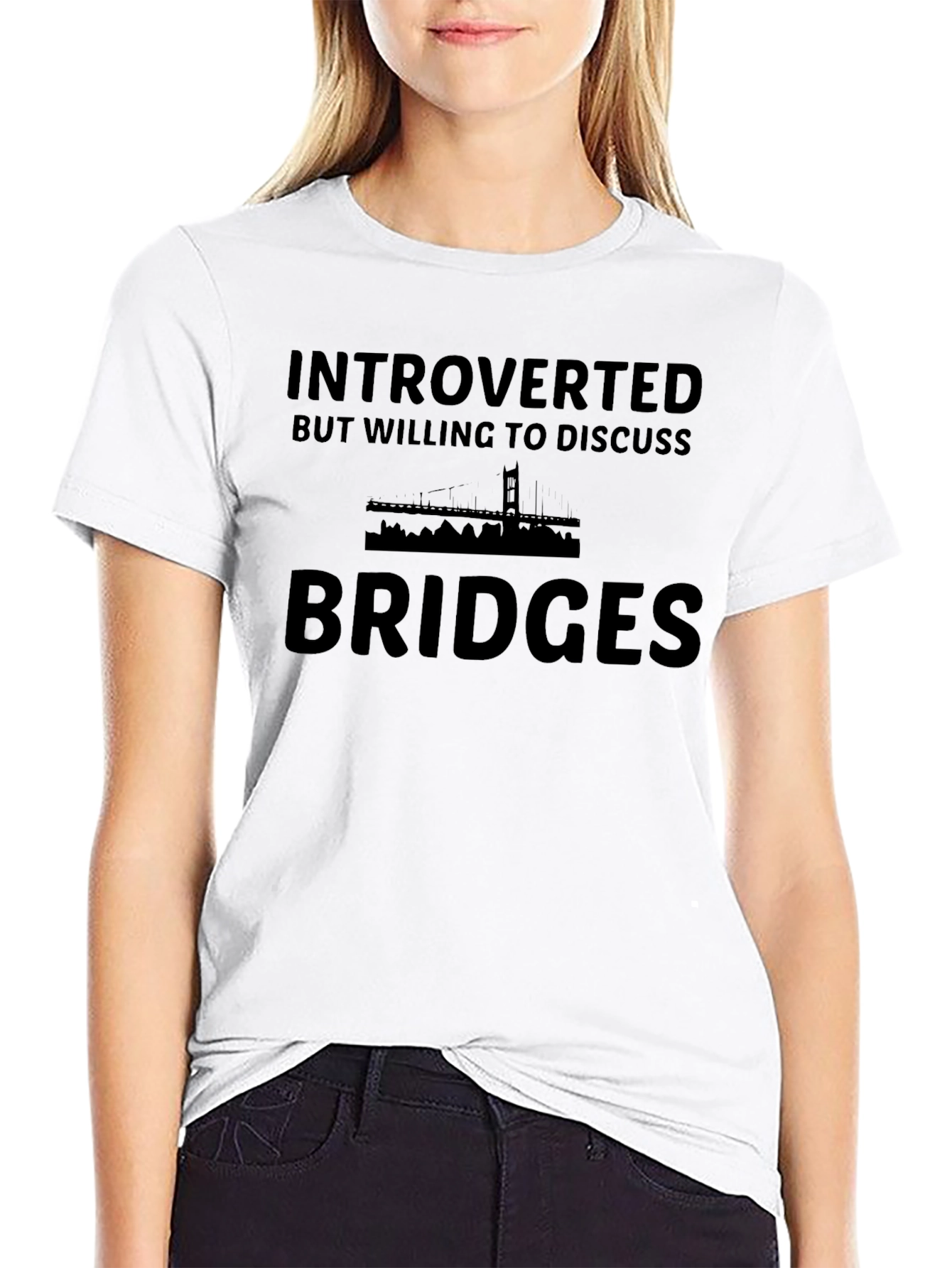 Introverted Bridges Graphic T-Shirt - Black