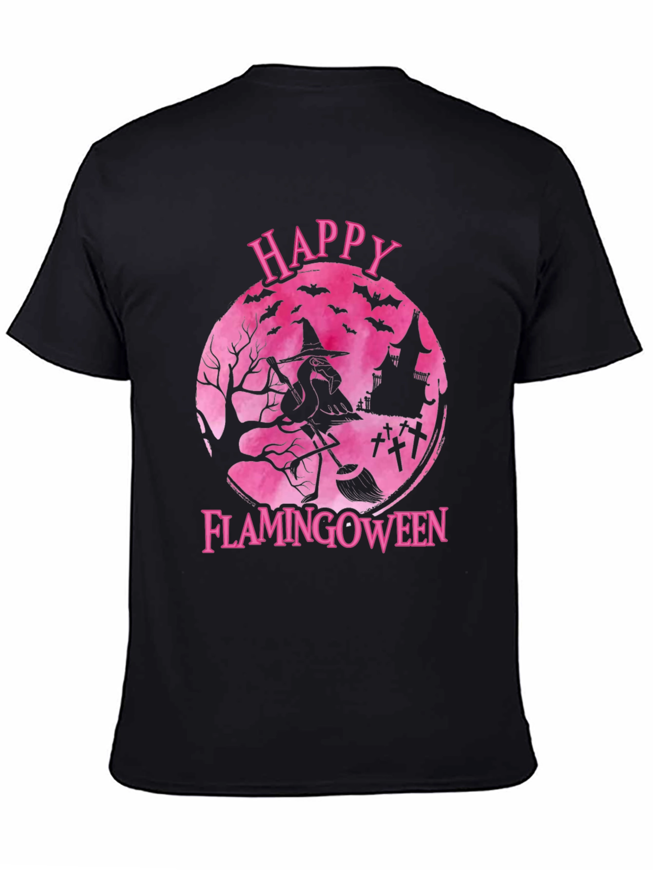 Happy Flamingoween T-Shirt - Halloween Flamingo Witch Tee