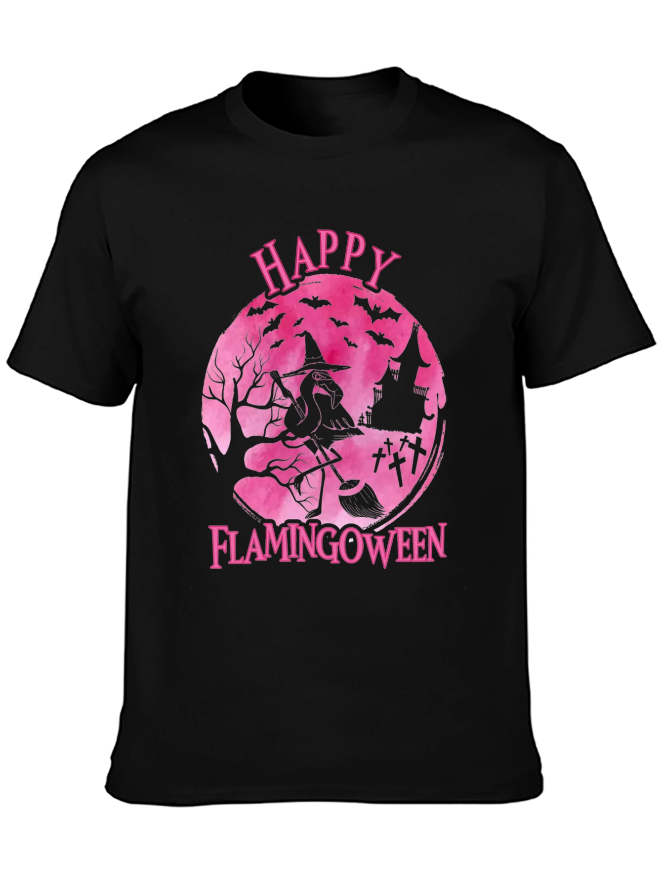 Happy Flamingoween T-Shirt - Halloween Flamingo Witch Tee