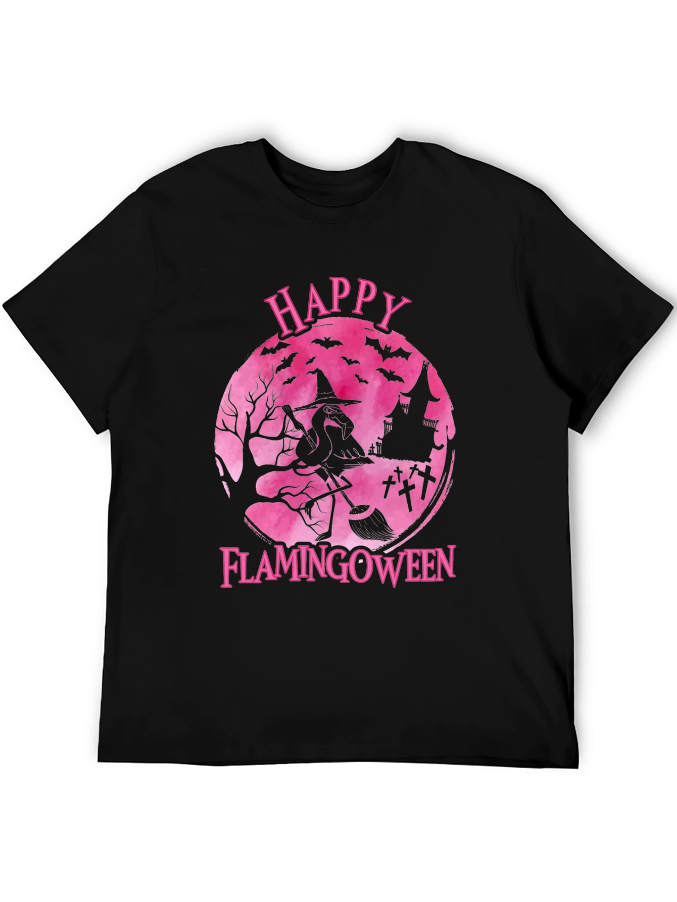 Happy Flamingoween T-Shirt - Halloween Flamingo Witch Tee