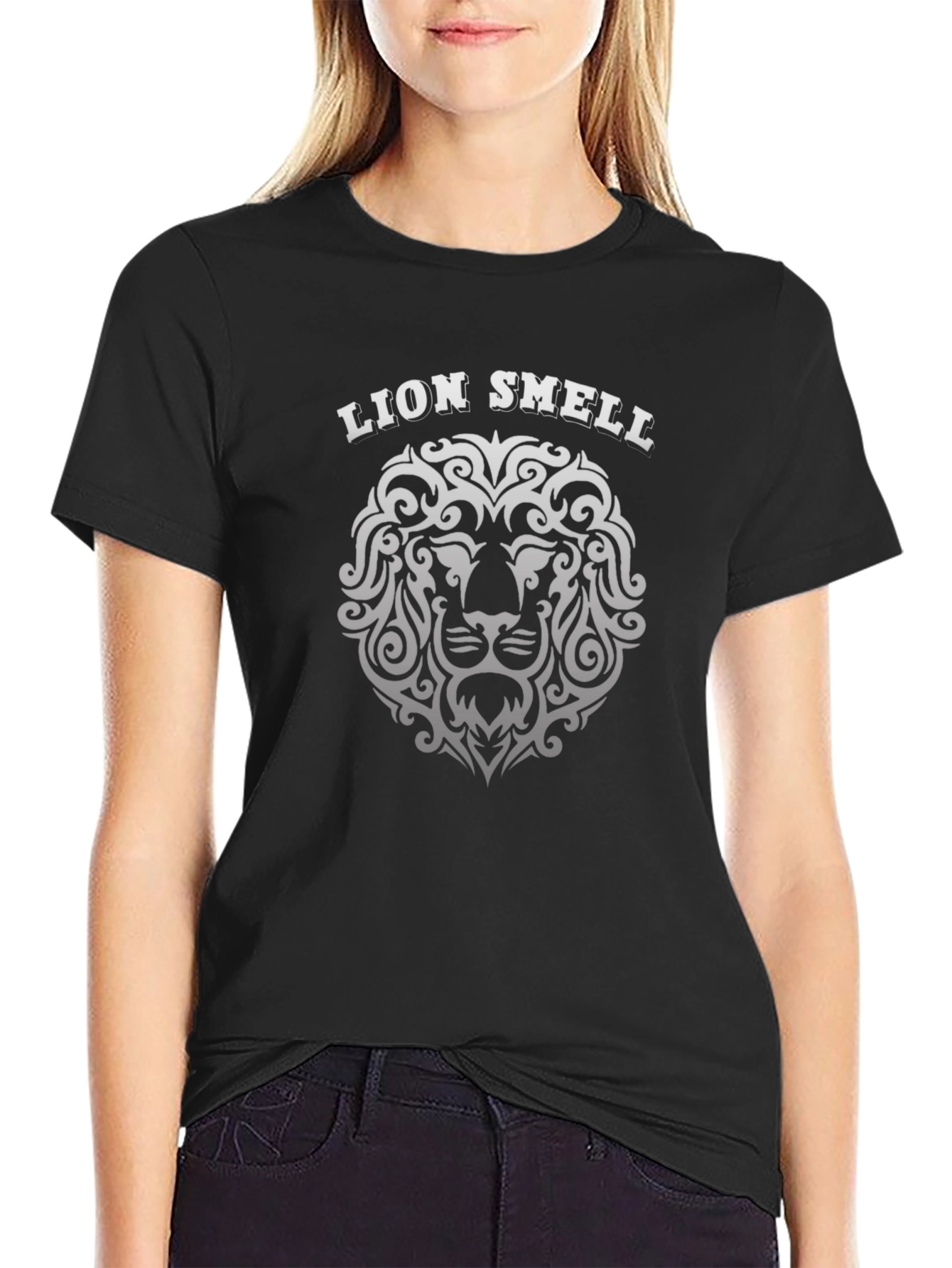 Lion Smell Graphic Tee - Black Cotton T-Shirt