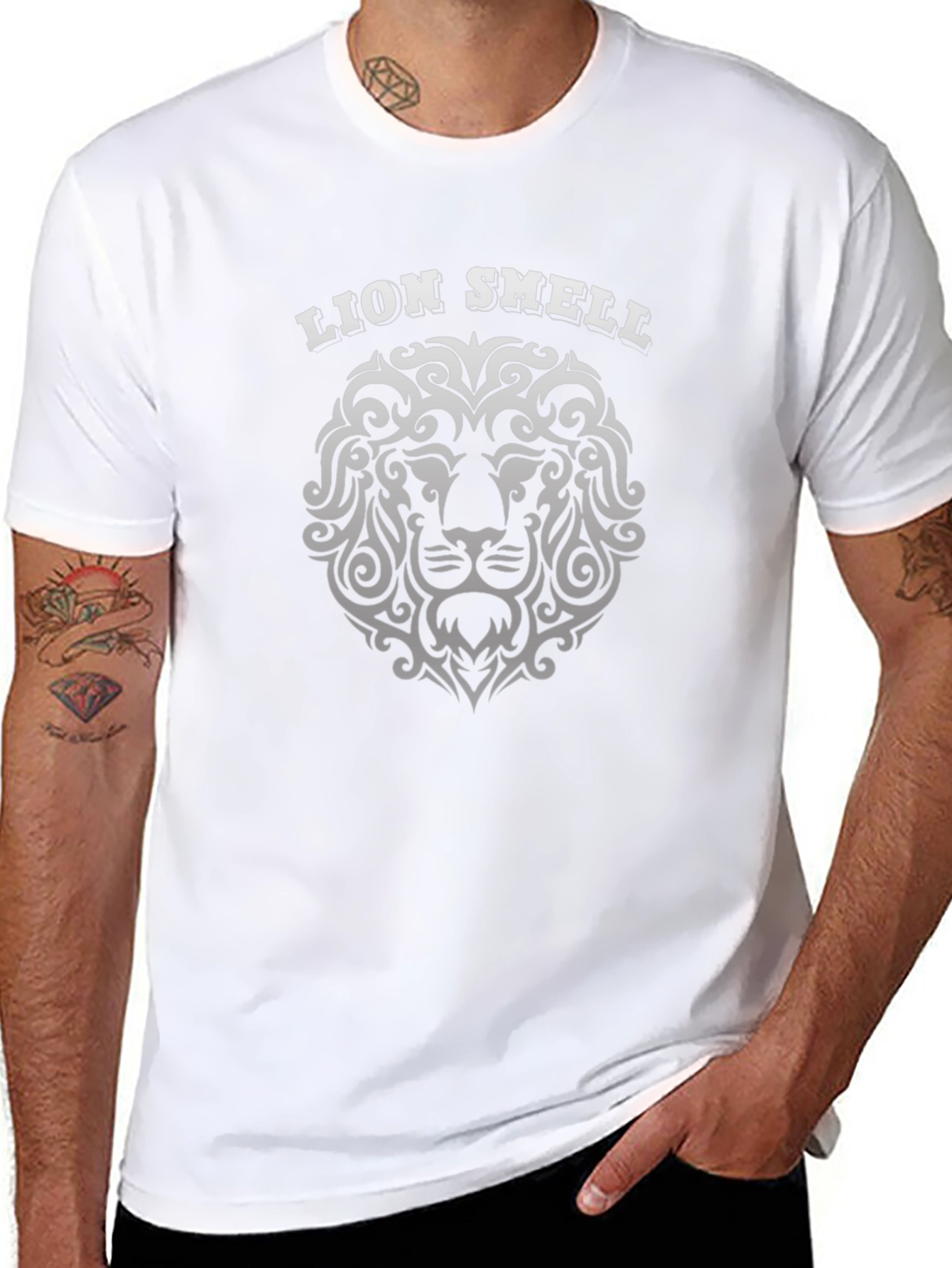 Lion Smell Graphic Tee - Black Cotton T-Shirt