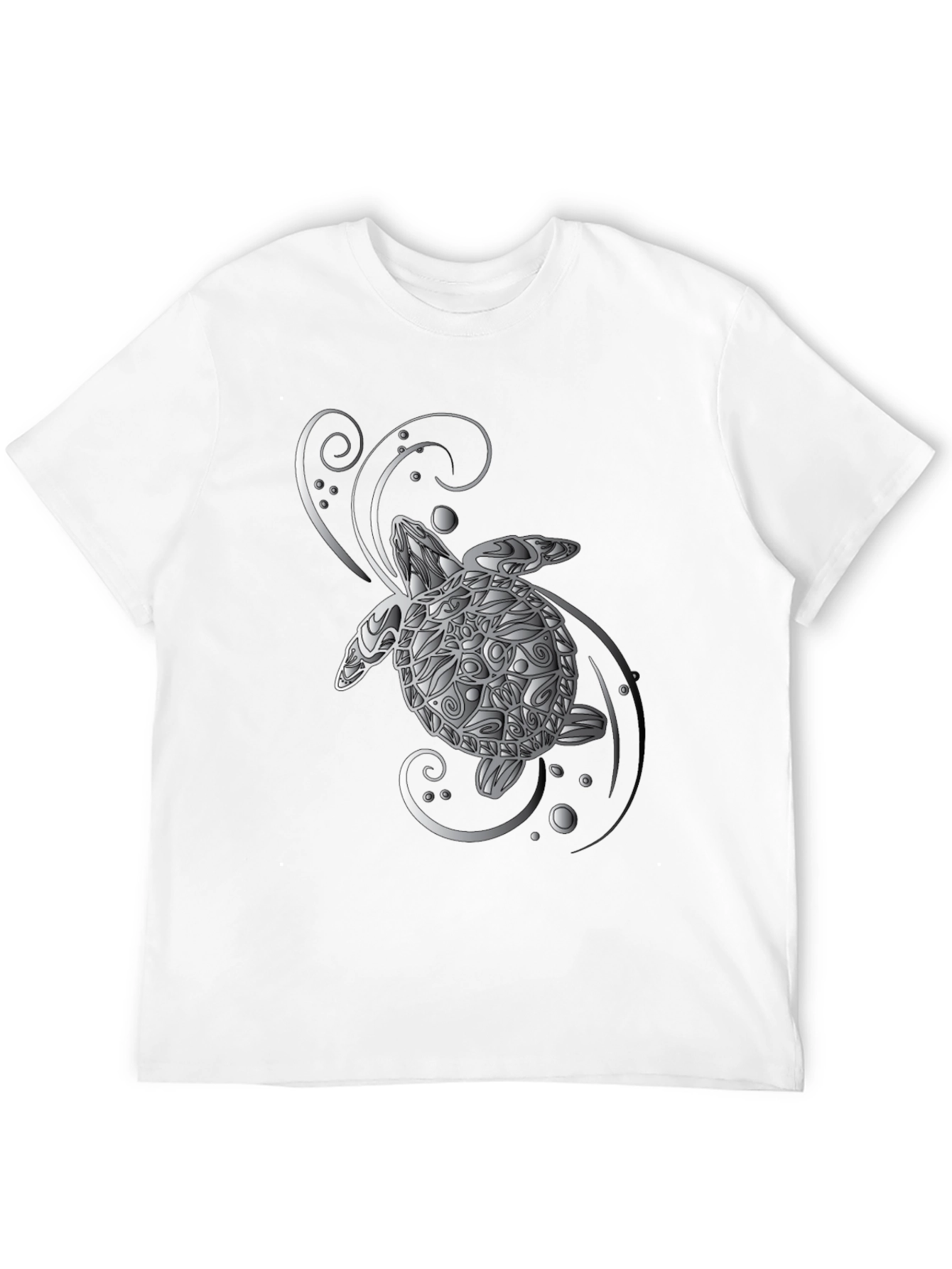 Turtle Graphic Tee - Silver Design on Black