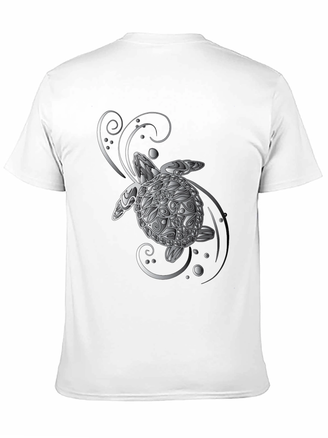 Turtle Graphic Tee - Silver Design on Black