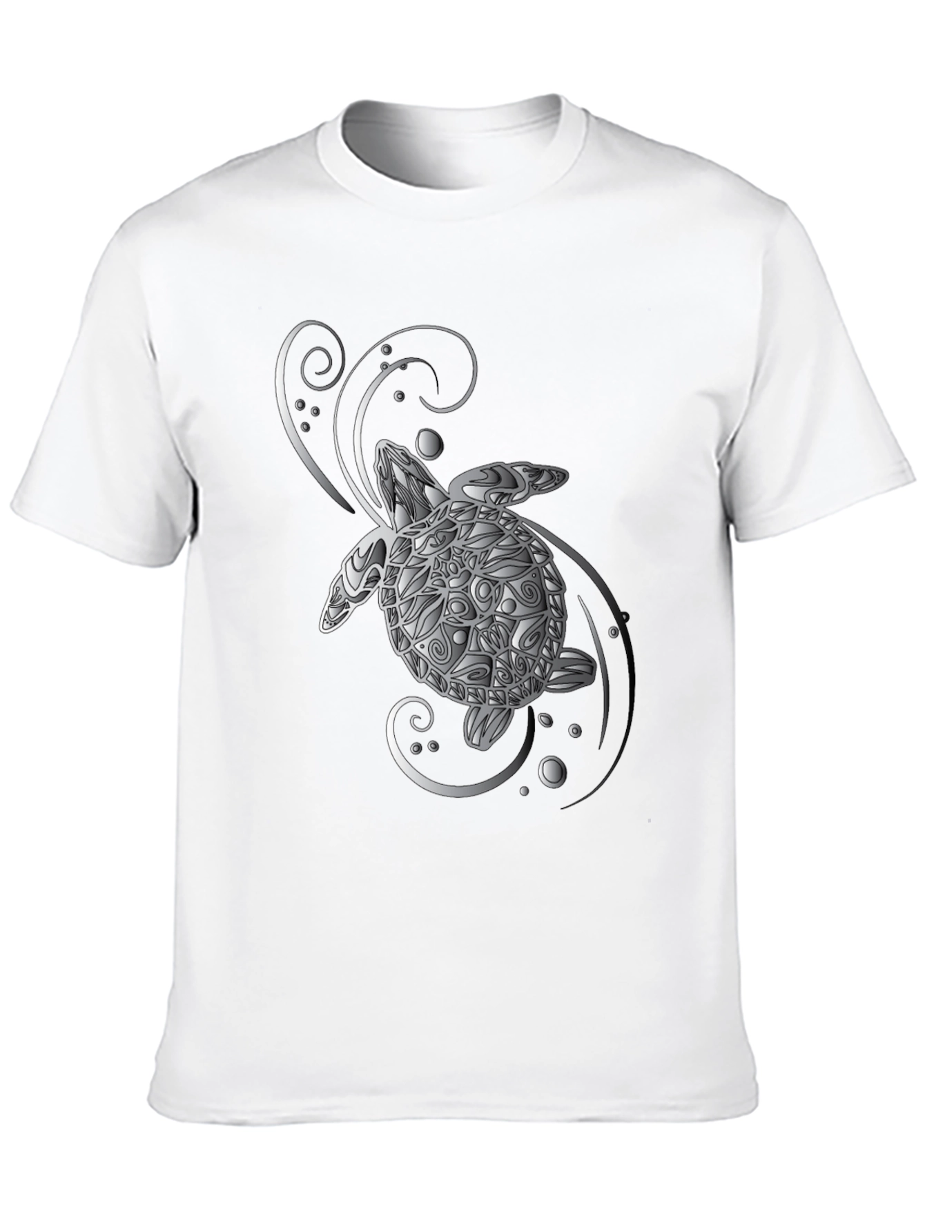 Turtle Graphic Tee - Silver Design on Black