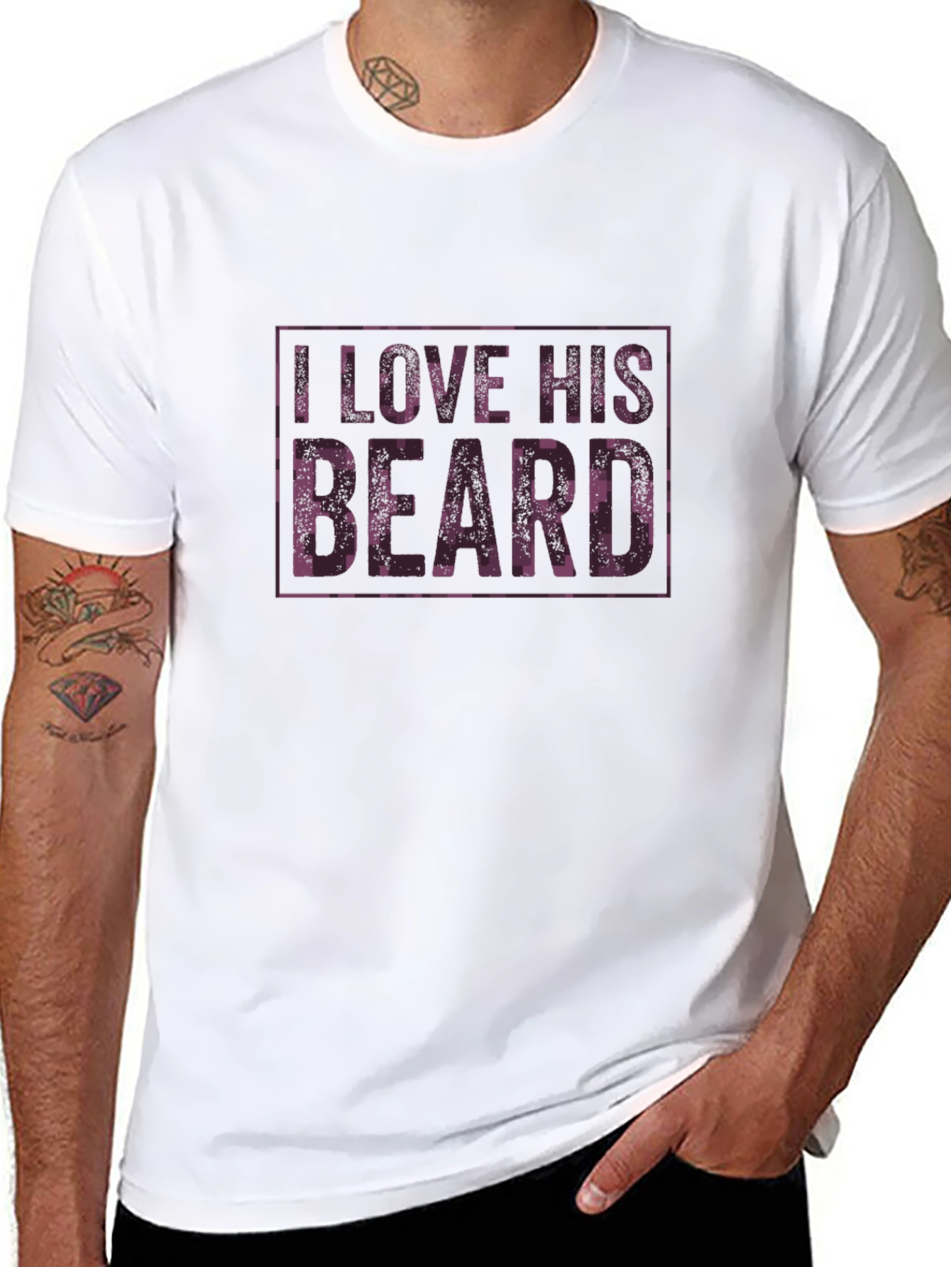 I Love His Beard Graphic Tee - Black
