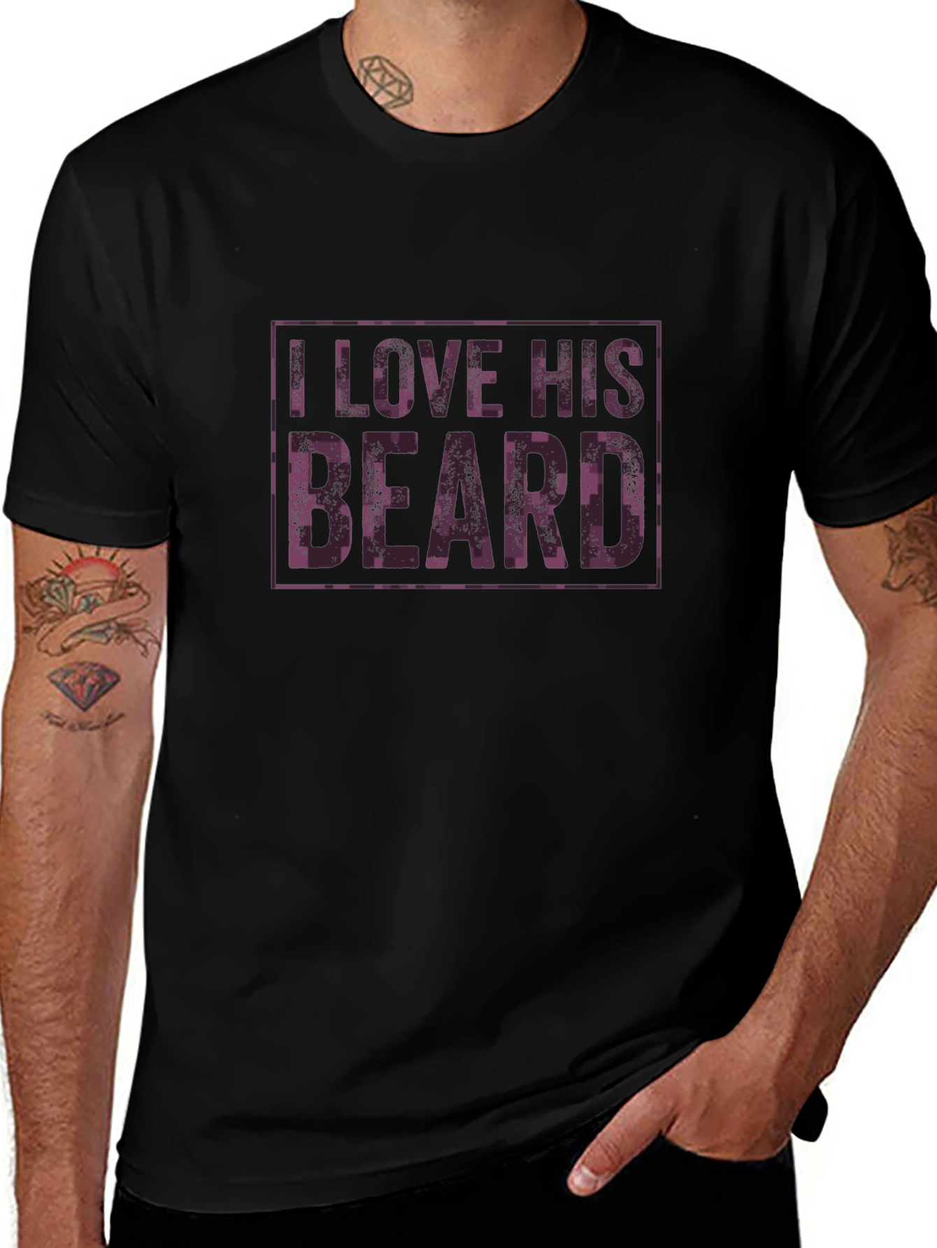 I Love His Beard Graphic Tee - Black