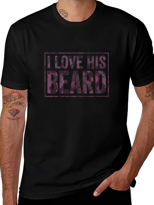 I Love His Beard Graphic Tee - Black