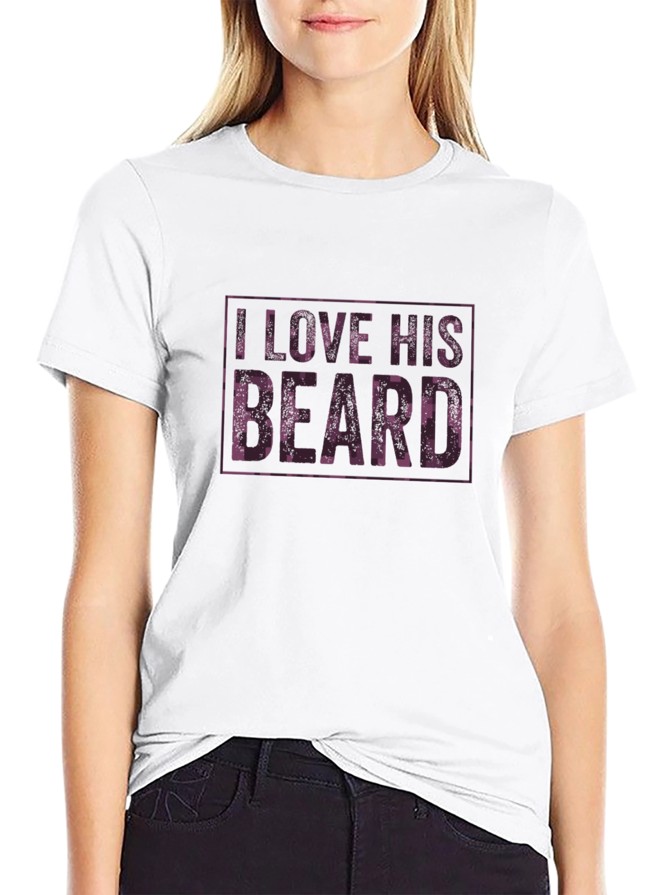 I Love His Beard Graphic Tee - Black