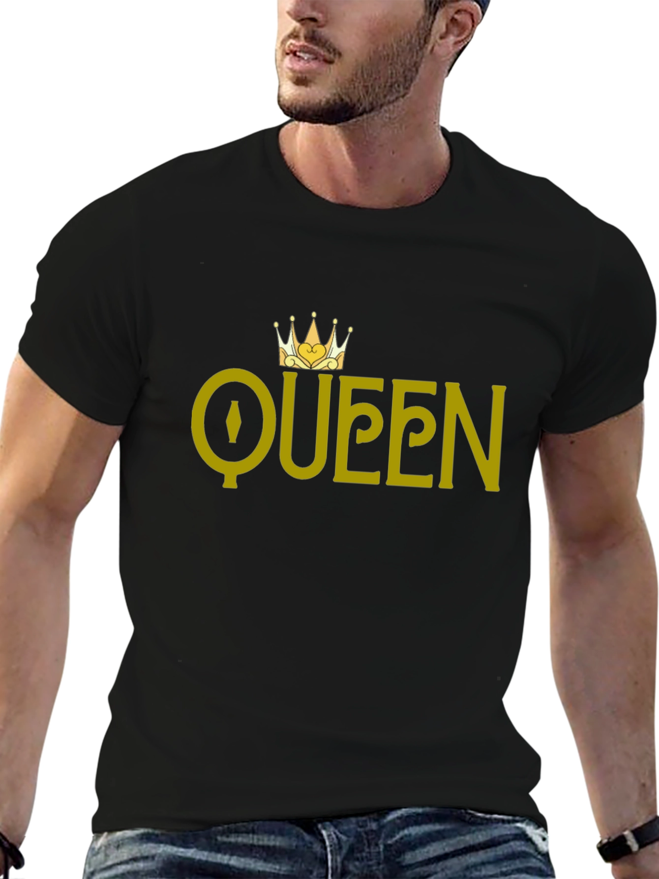 Queen Graphic T-Shirt - Gold Print on Black