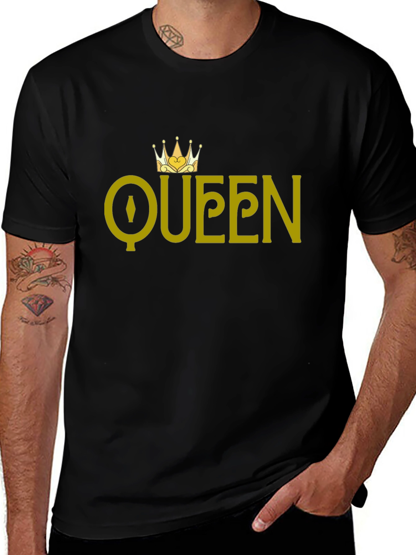 Queen Graphic T-Shirt - Gold Print on Black