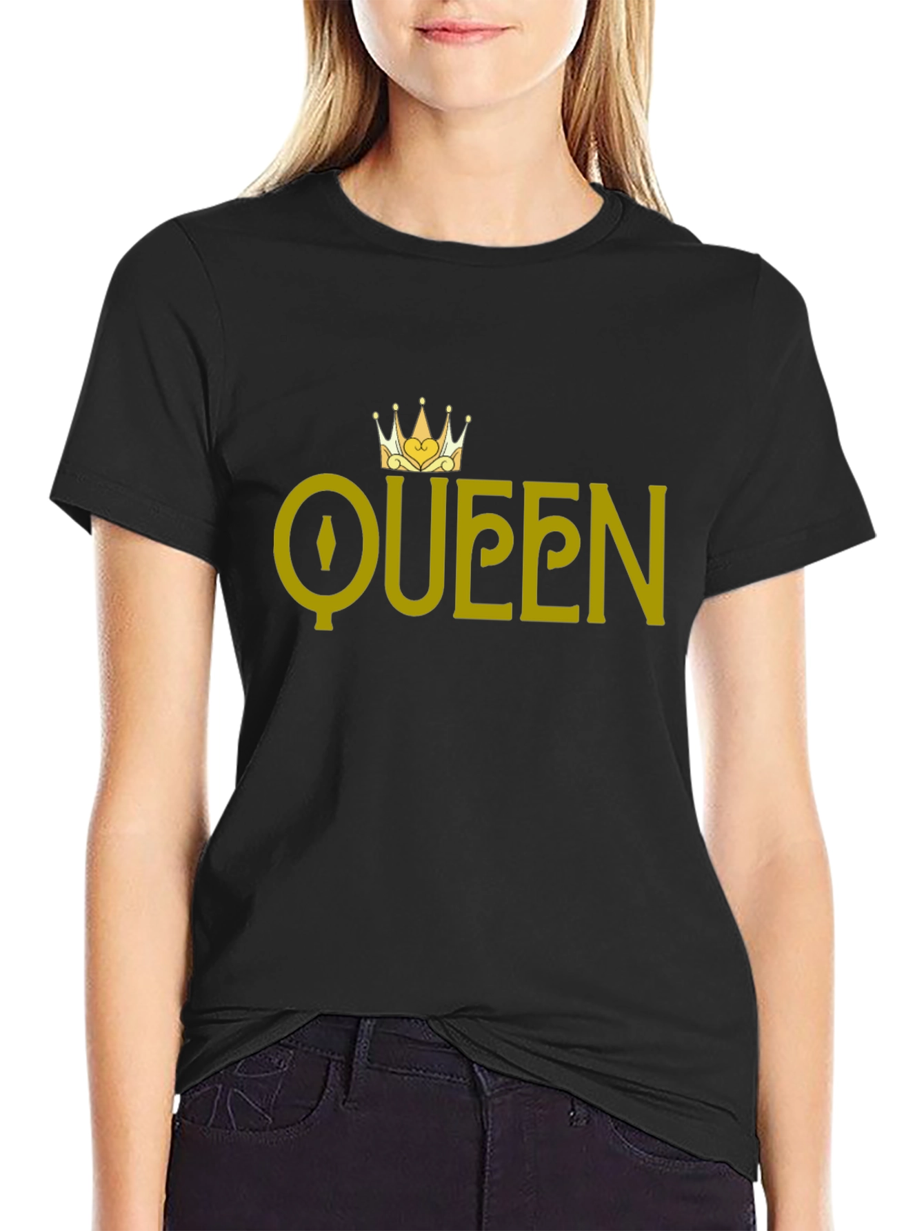 Queen Graphic T-Shirt - Gold Print on Black