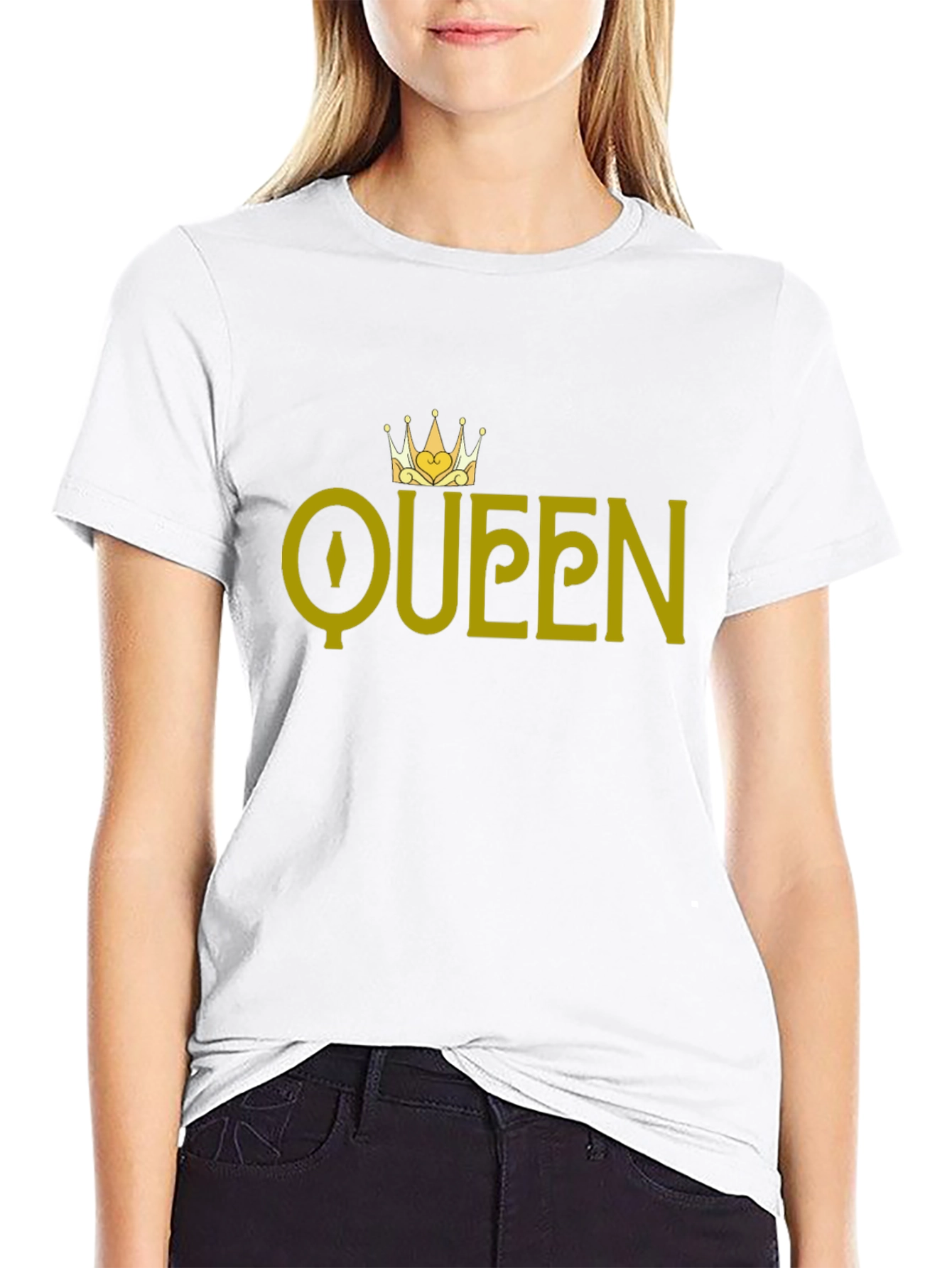 Queen Graphic T-Shirt - Gold Print on Black