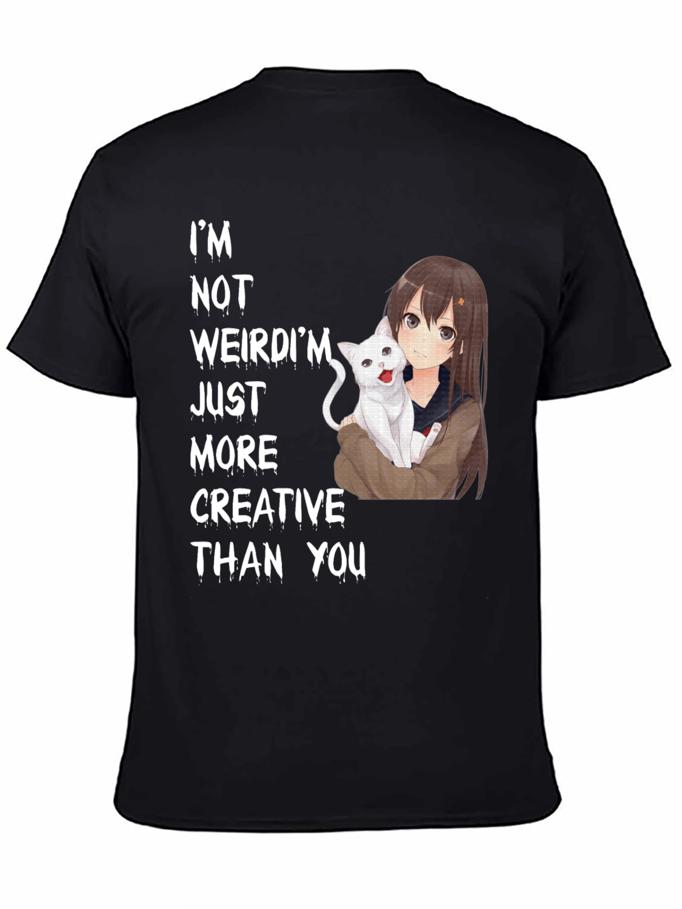 Anime Girl & Cat T-Shirt - Creative Saying Tee