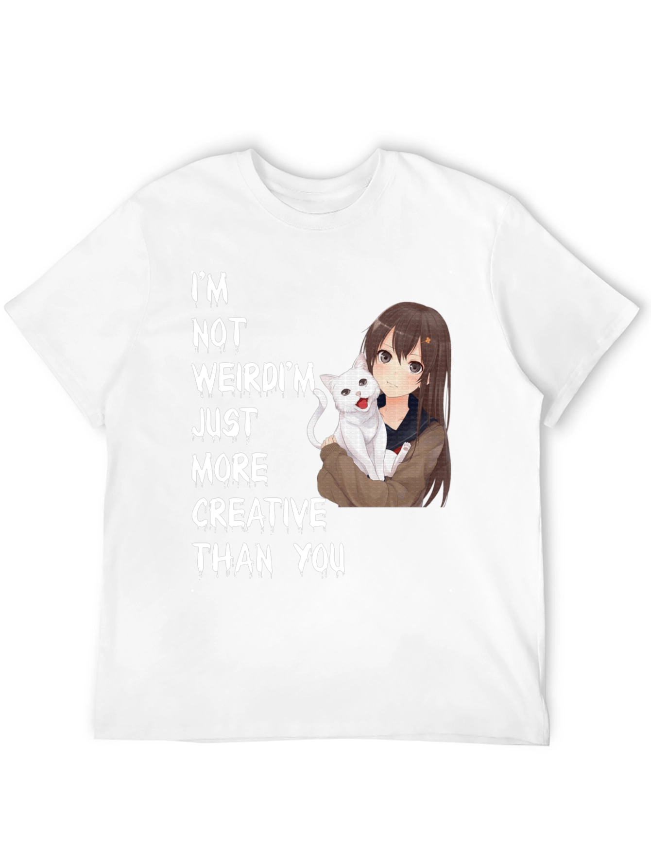 Anime Girl & Cat T-Shirt - Creative Saying Tee