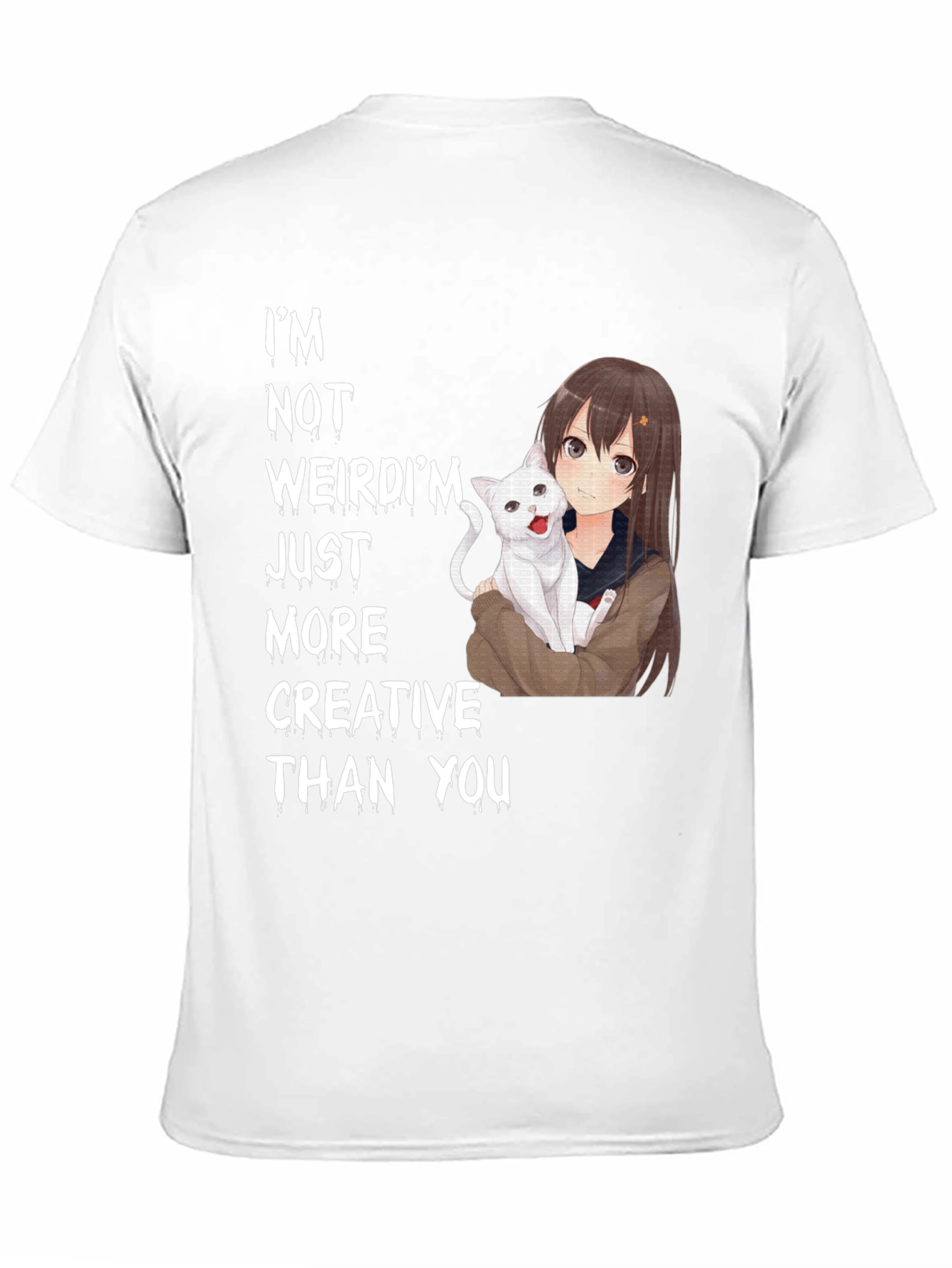 Anime Girl & Cat T-Shirt - Creative Saying Tee