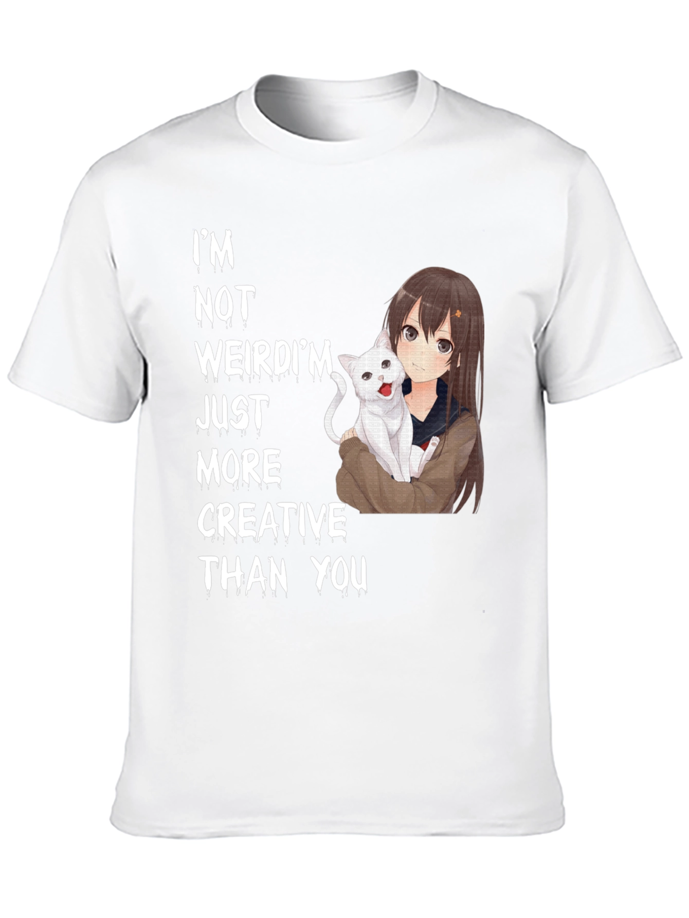 Anime Girl & Cat T-Shirt - Creative Saying Tee