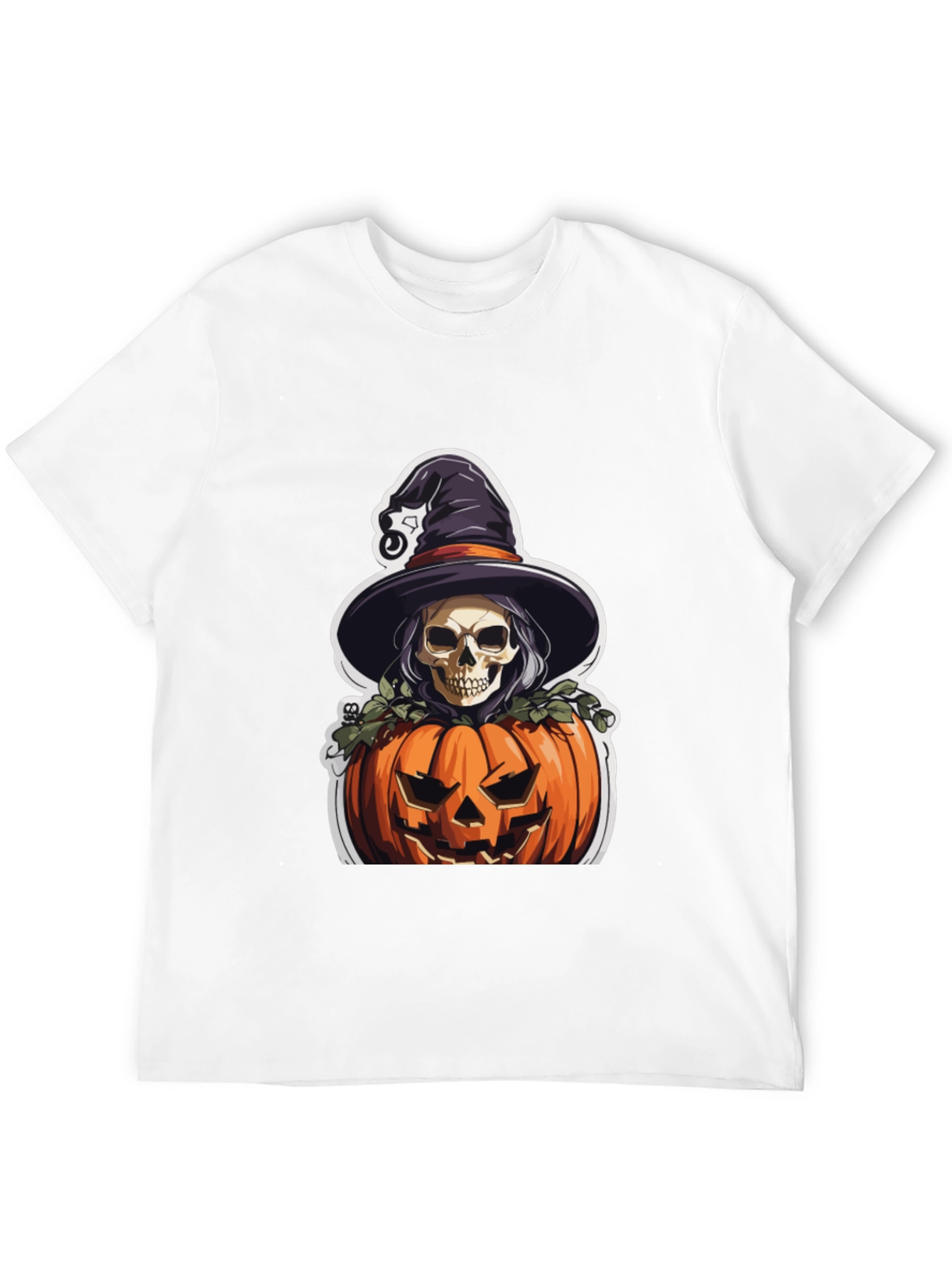 Skull Witch Pumpkin Graphic Tee - Halloween
