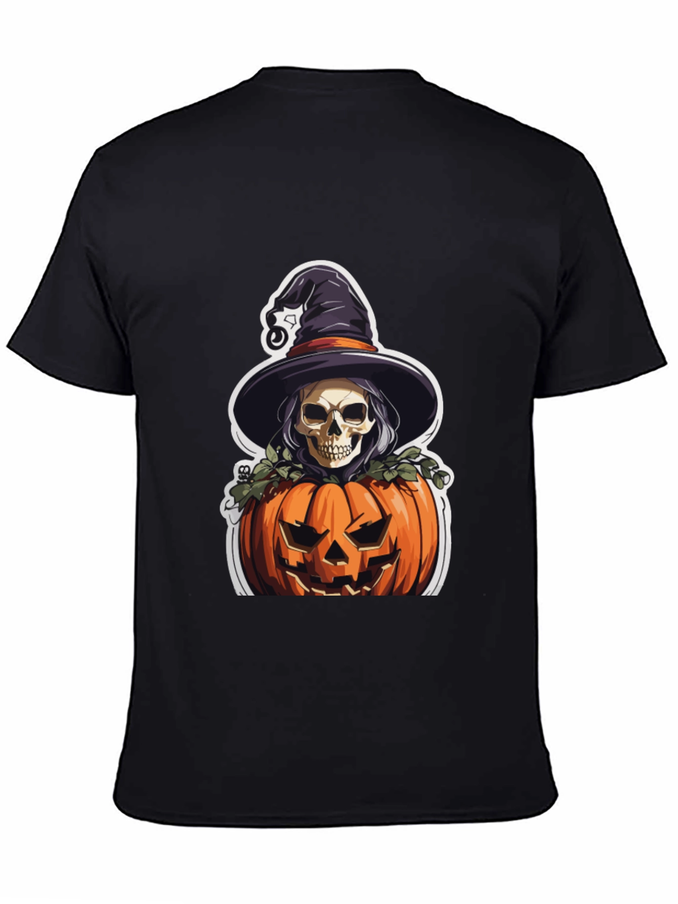 Skull Witch Pumpkin Graphic Tee - Halloween