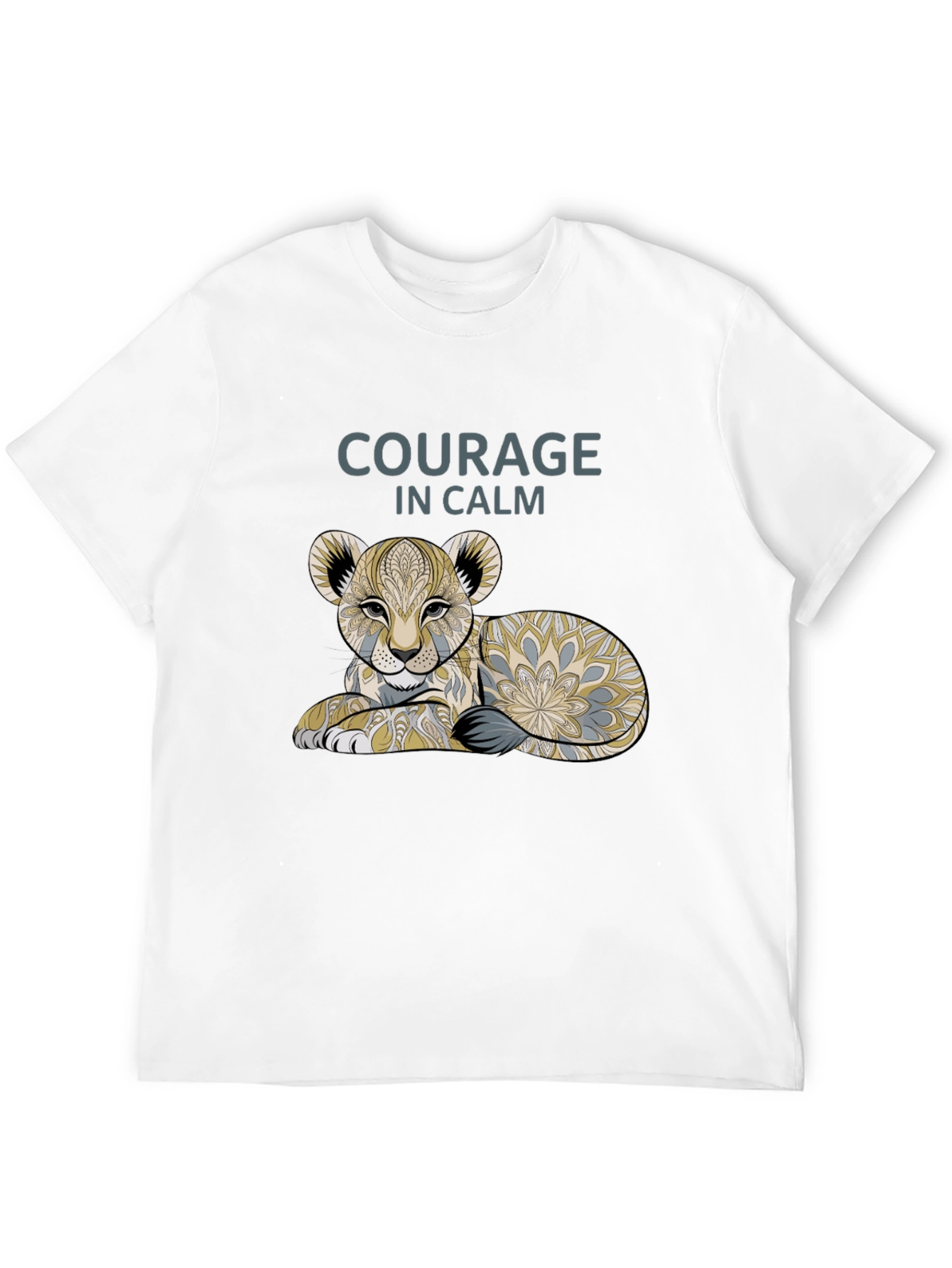 Courage in Calm Lion Cub Graphic Tee - Black