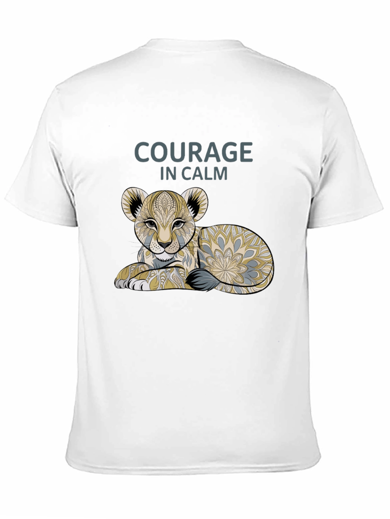 Courage in Calm Lion Cub Graphic Tee - Black