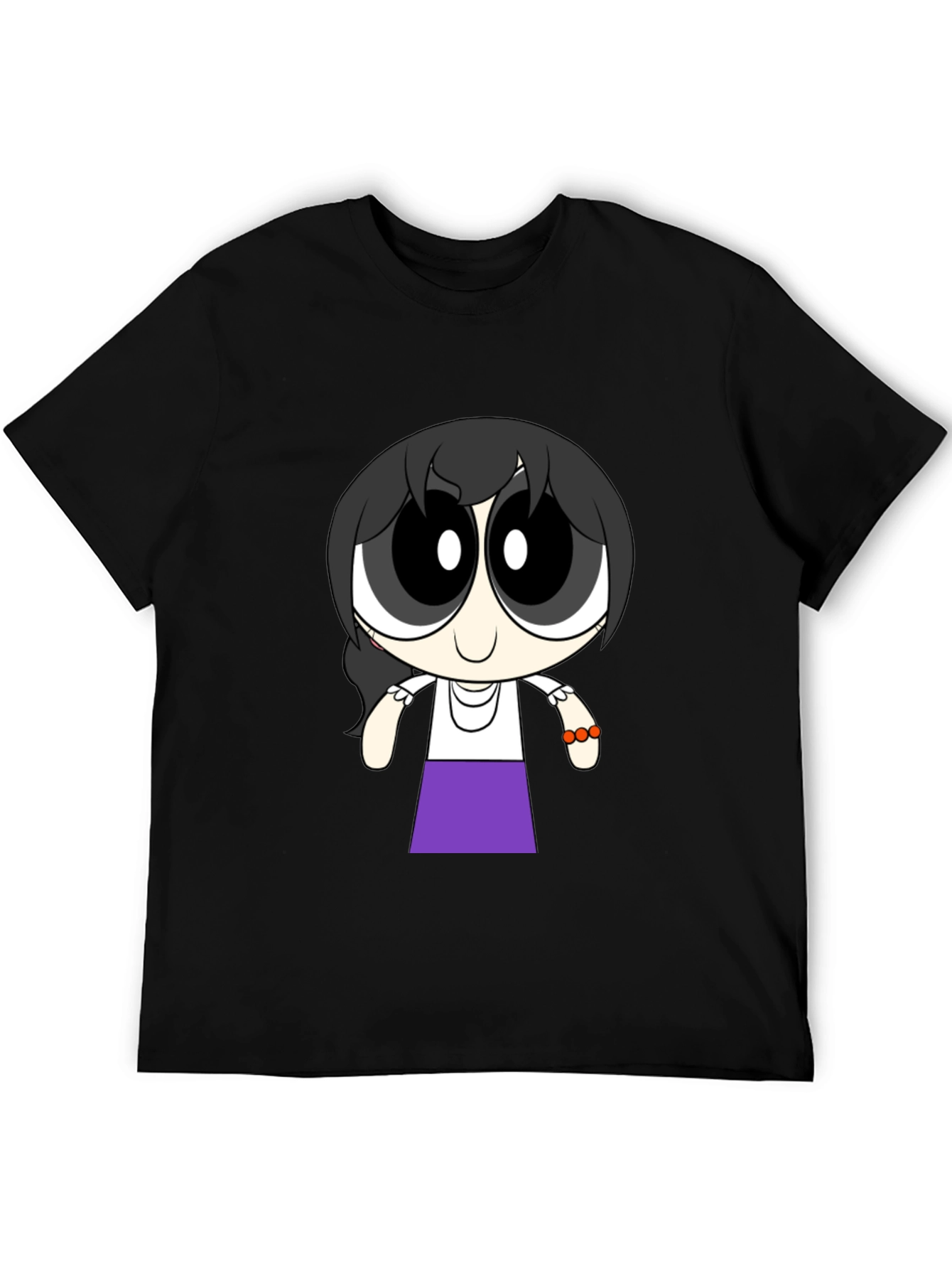 Cartoon Girl T-Shirt - Black Cotton Tee